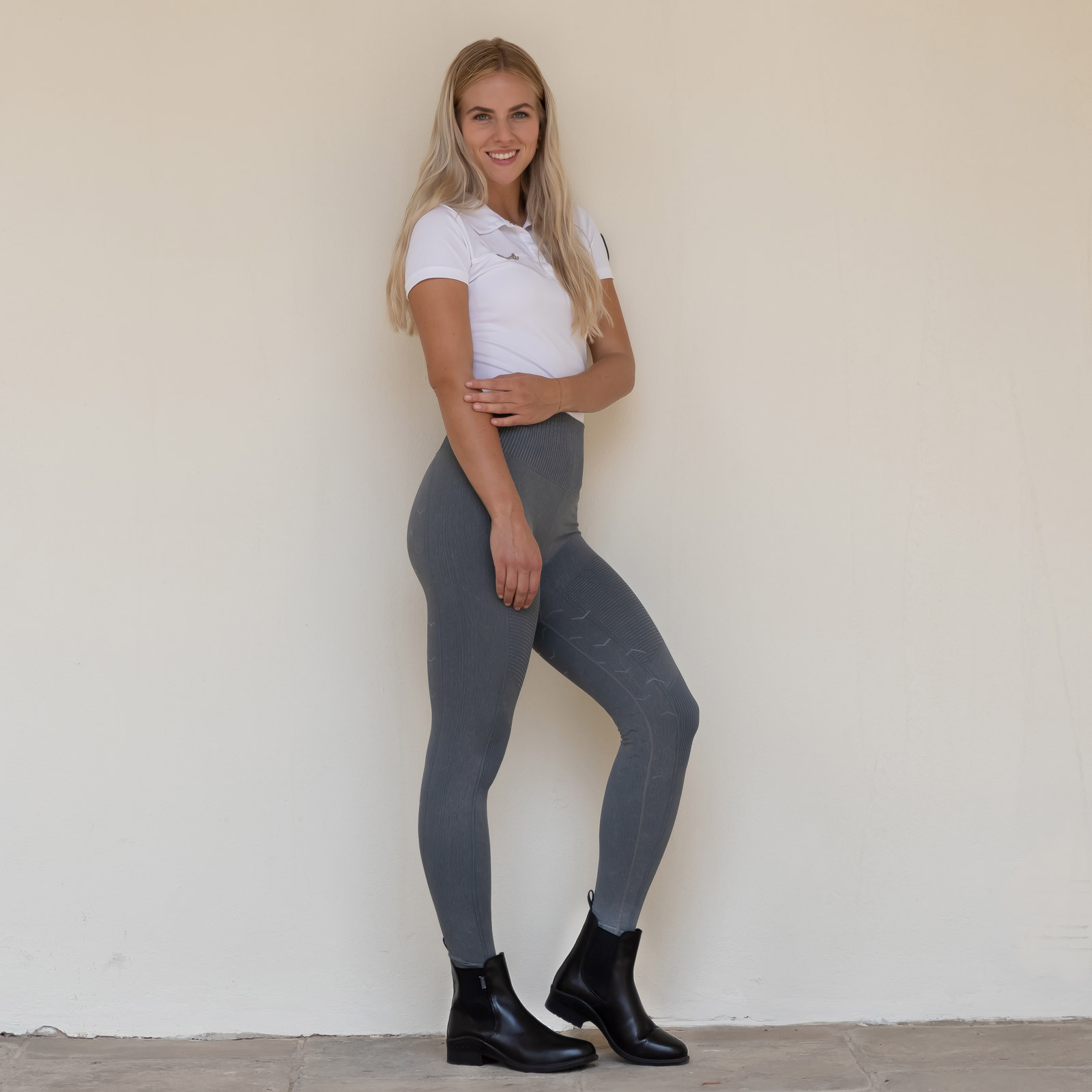 Horze Vanessa Naadloze Denim-Look Siliconen Full Seat Tights, dames