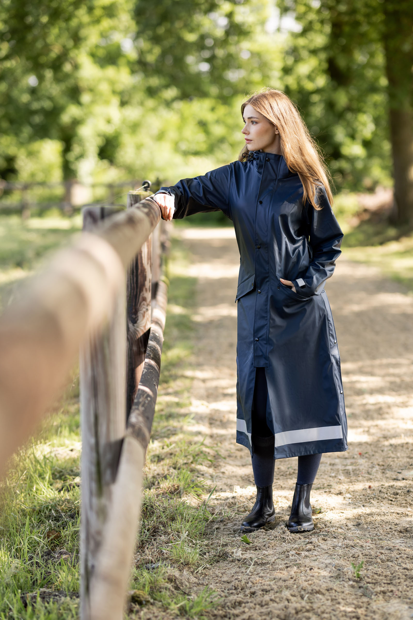 Horze Hazel Lange Regenjas met splitten, dames