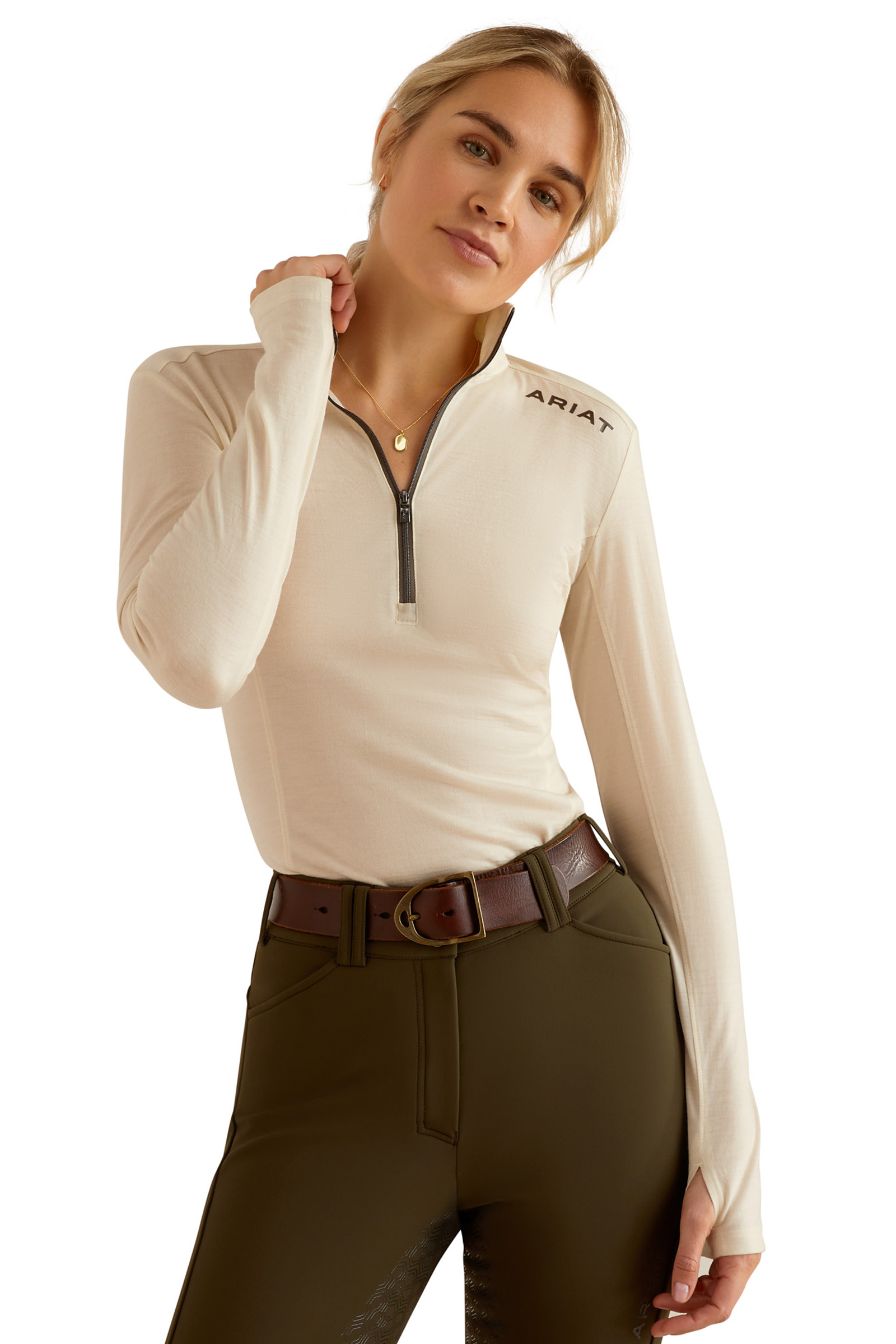 Summer Sand Ariat Cheviot Women&acute;s 1/4 Zip Baselayer Shirt