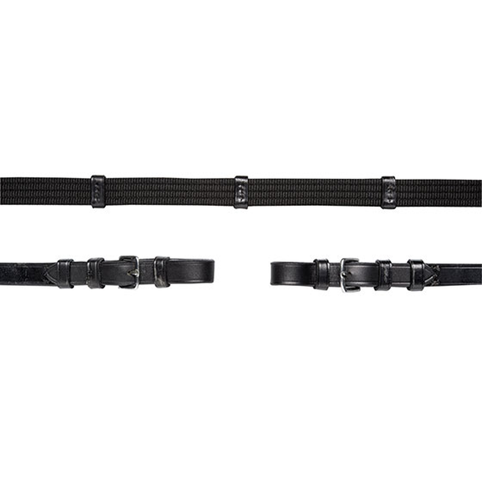 Black/Silver Schockem&ouml;hle Sports Webbing teugels met gespen, 5 stoppers, marting