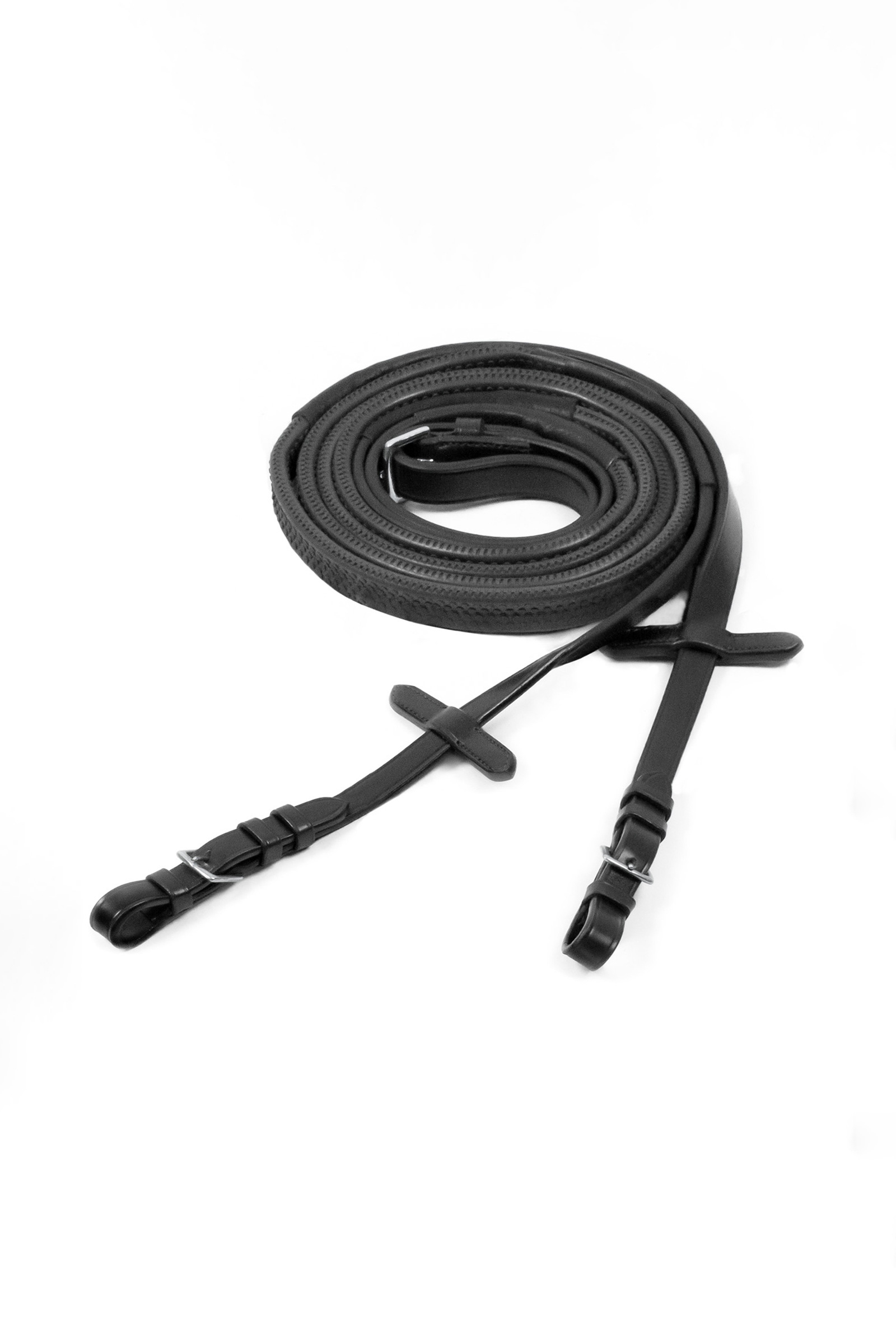 Black/Silver Schockemöhle Sports rubberen teugels met gespen