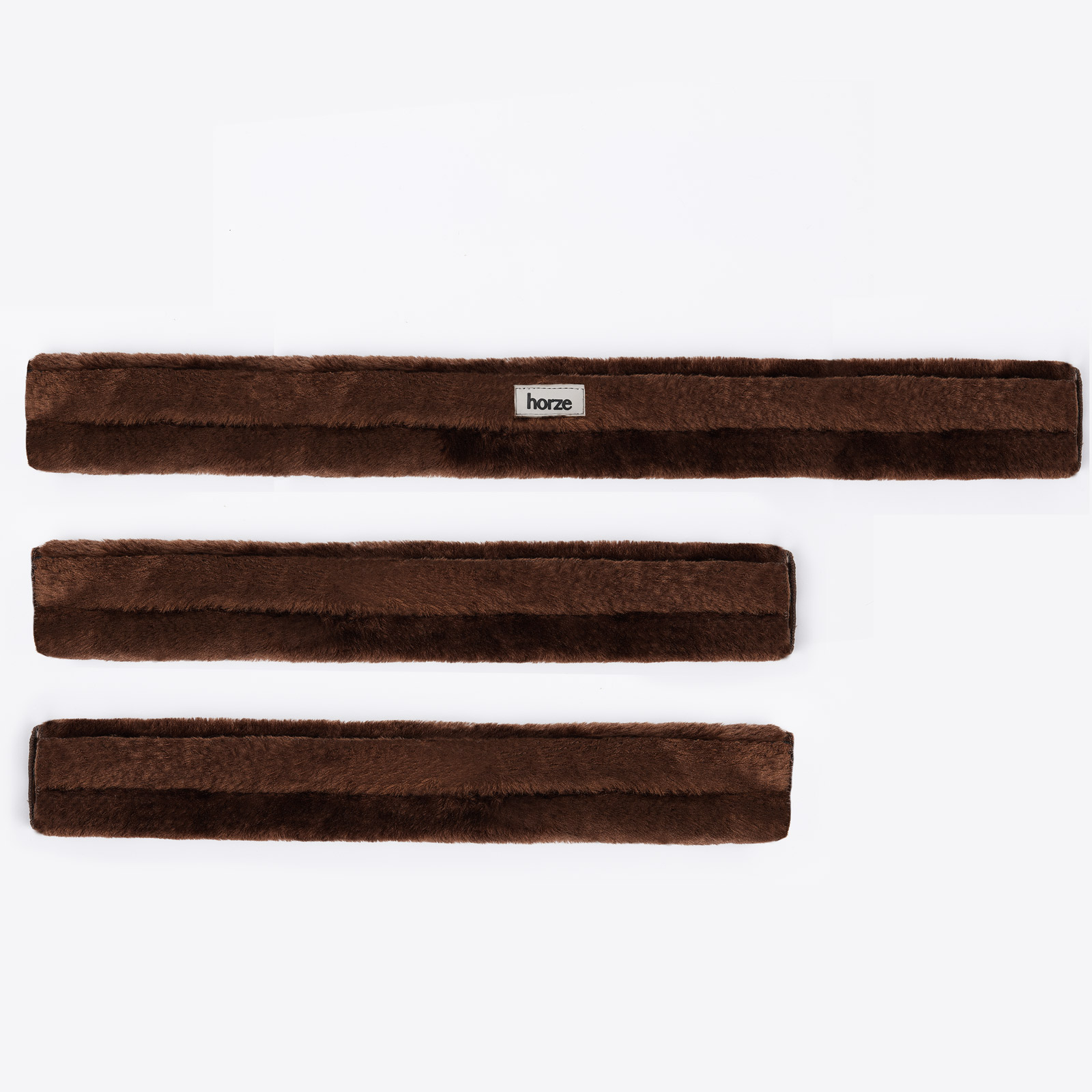 Dark Brown Horze Narvik Imitatiebont Borsttuig Set (3 stuks)