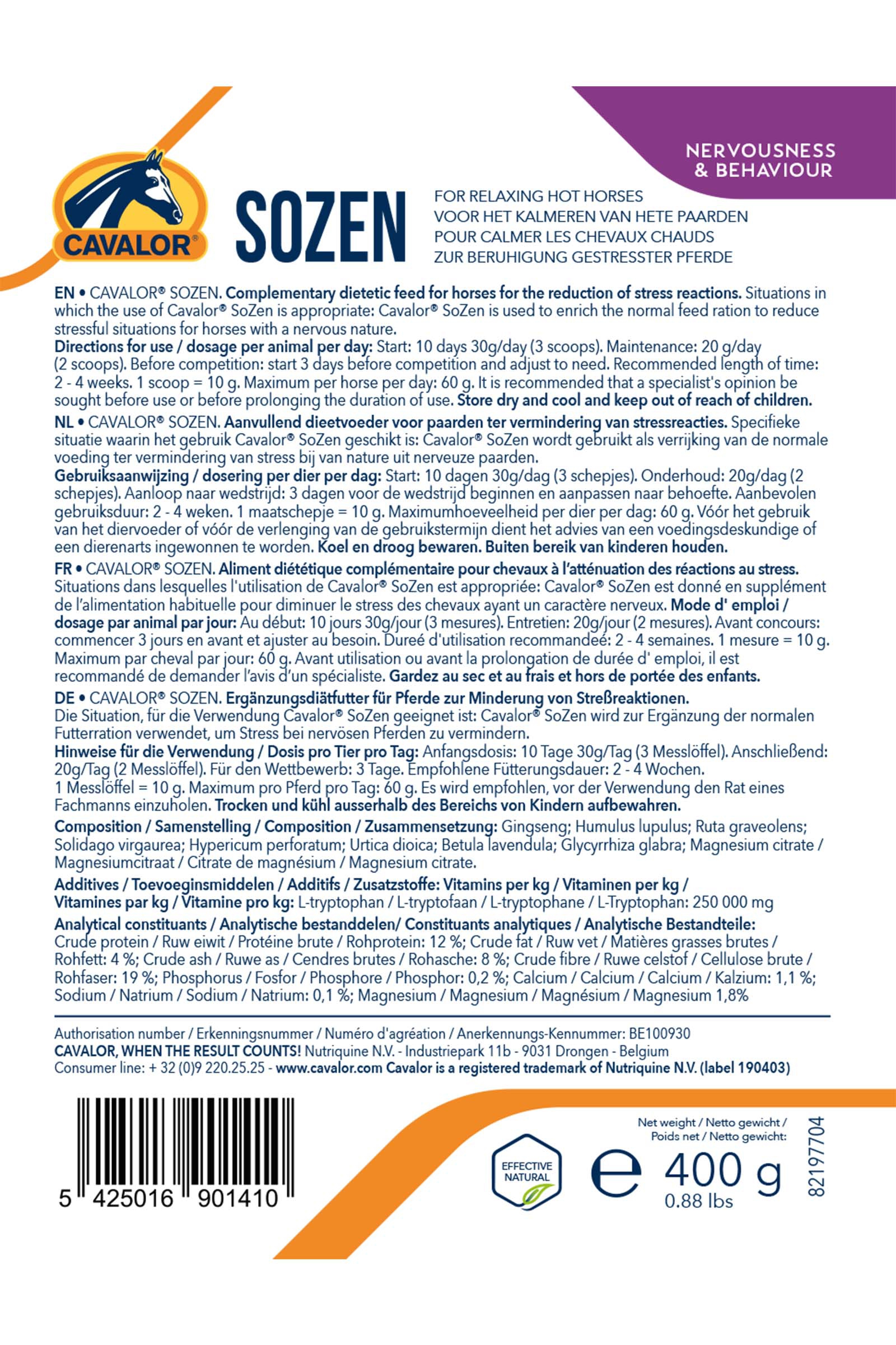 Cavalor SoZen - 400 gram