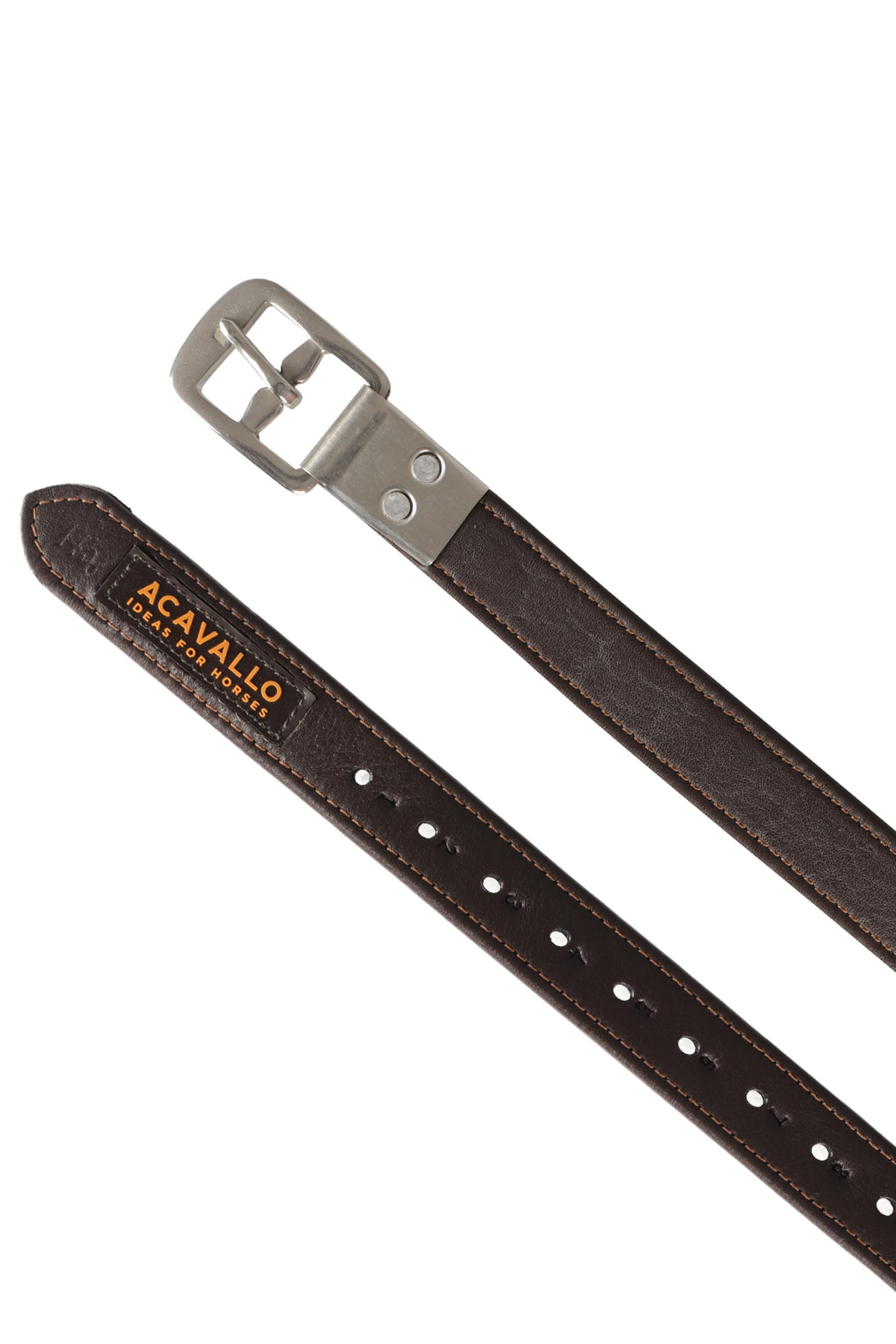 Dark Brown Acavallo Kalfsleren Stijgbeugelriemen met Omsloten Gesp