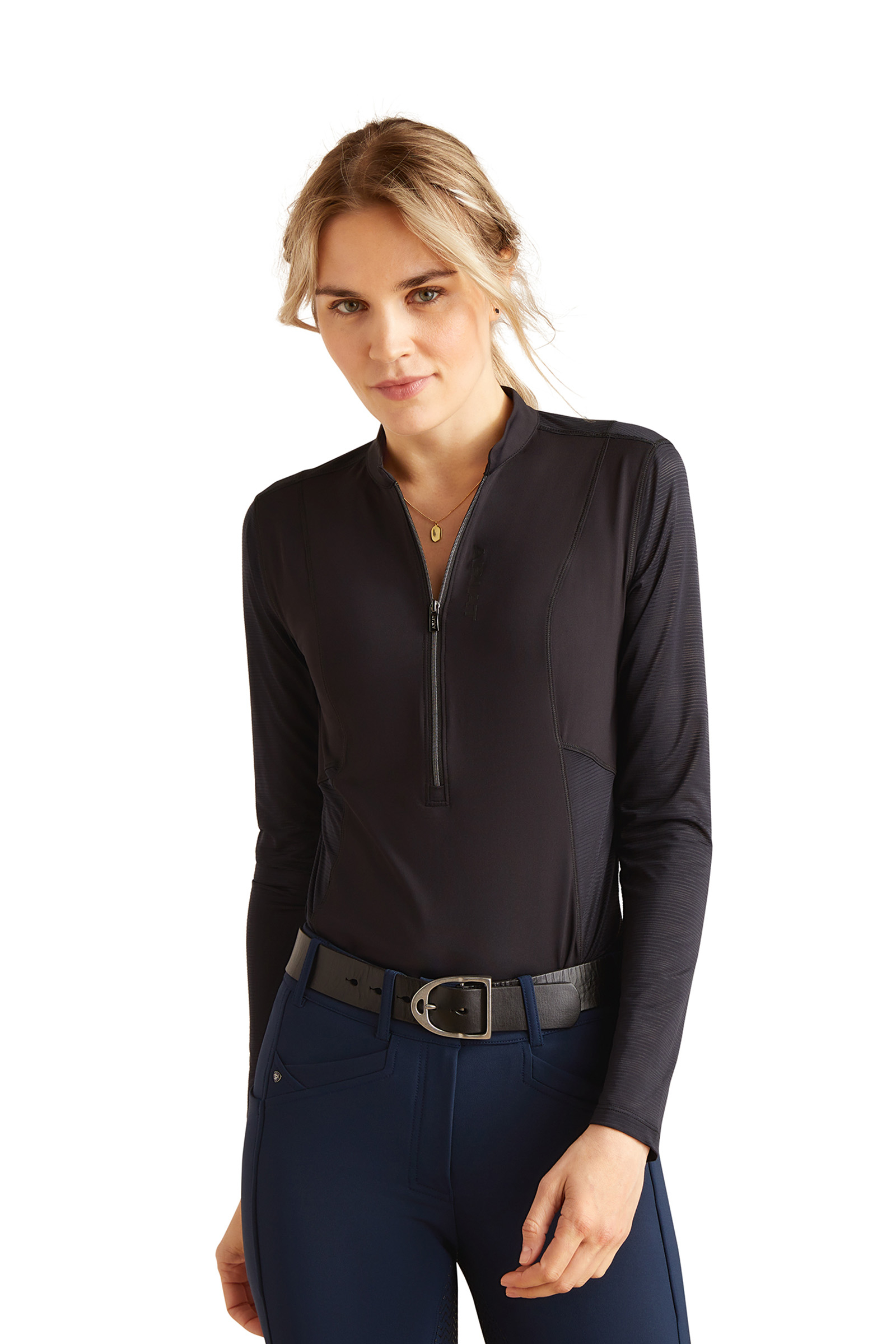 Black Ariat Breathe damesfunctioneel shirt met lange mouwen en 1/4 ritssluiting