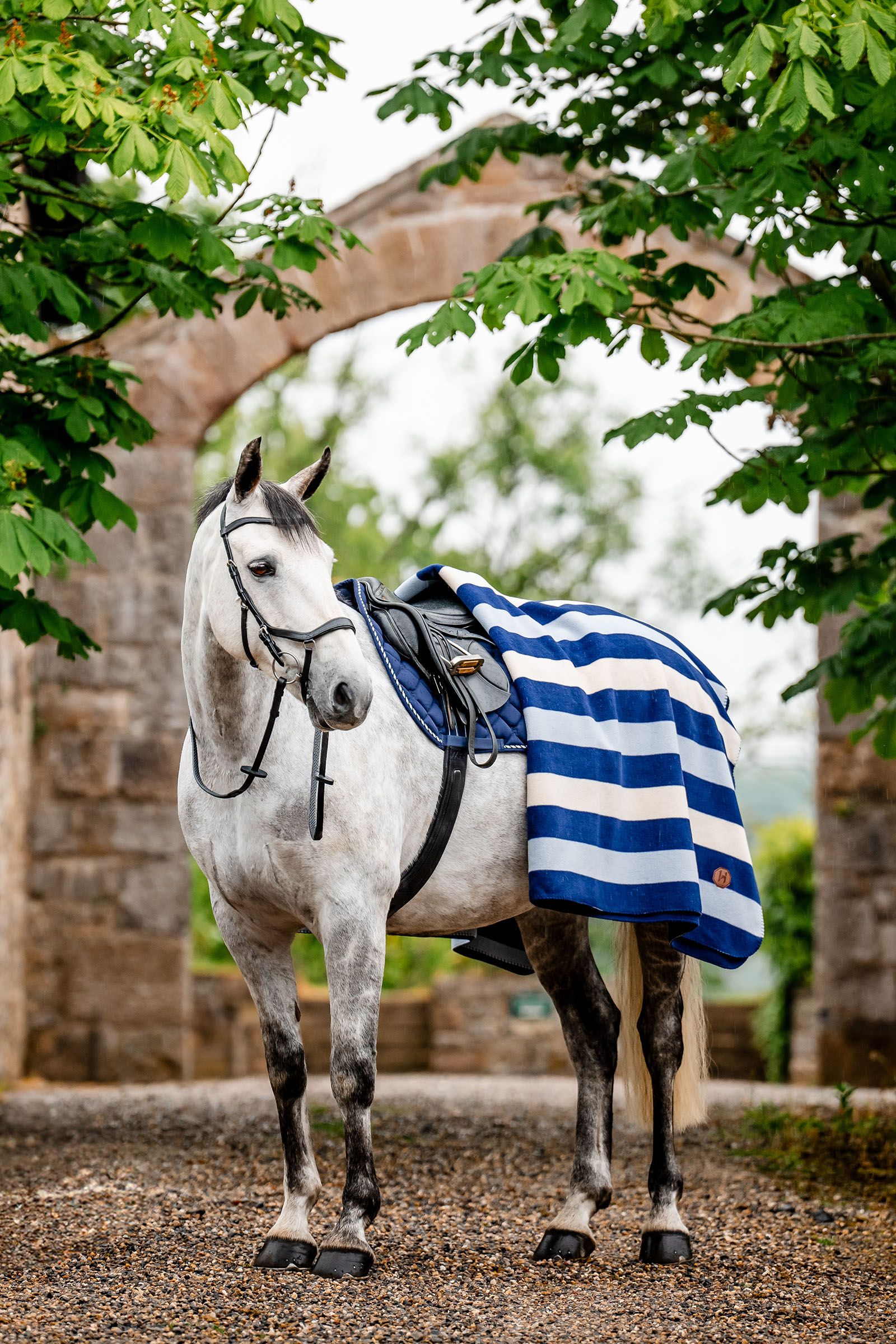 Witney Navy Horseware Newmarket Fleece Cooler deken (Square)