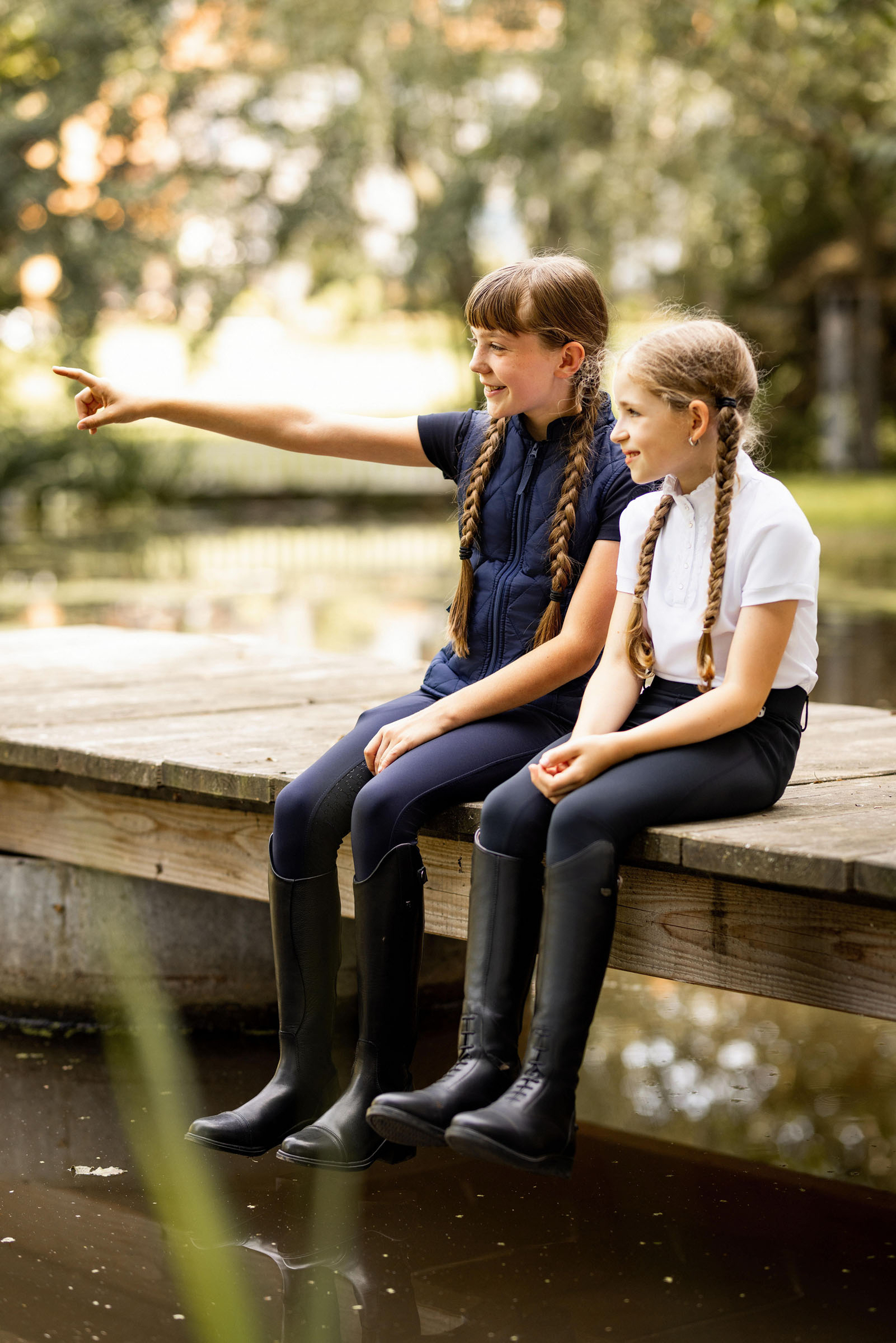 Horze Christel Geplooid Wedstrijdshirt, korte mouwen, kinderen