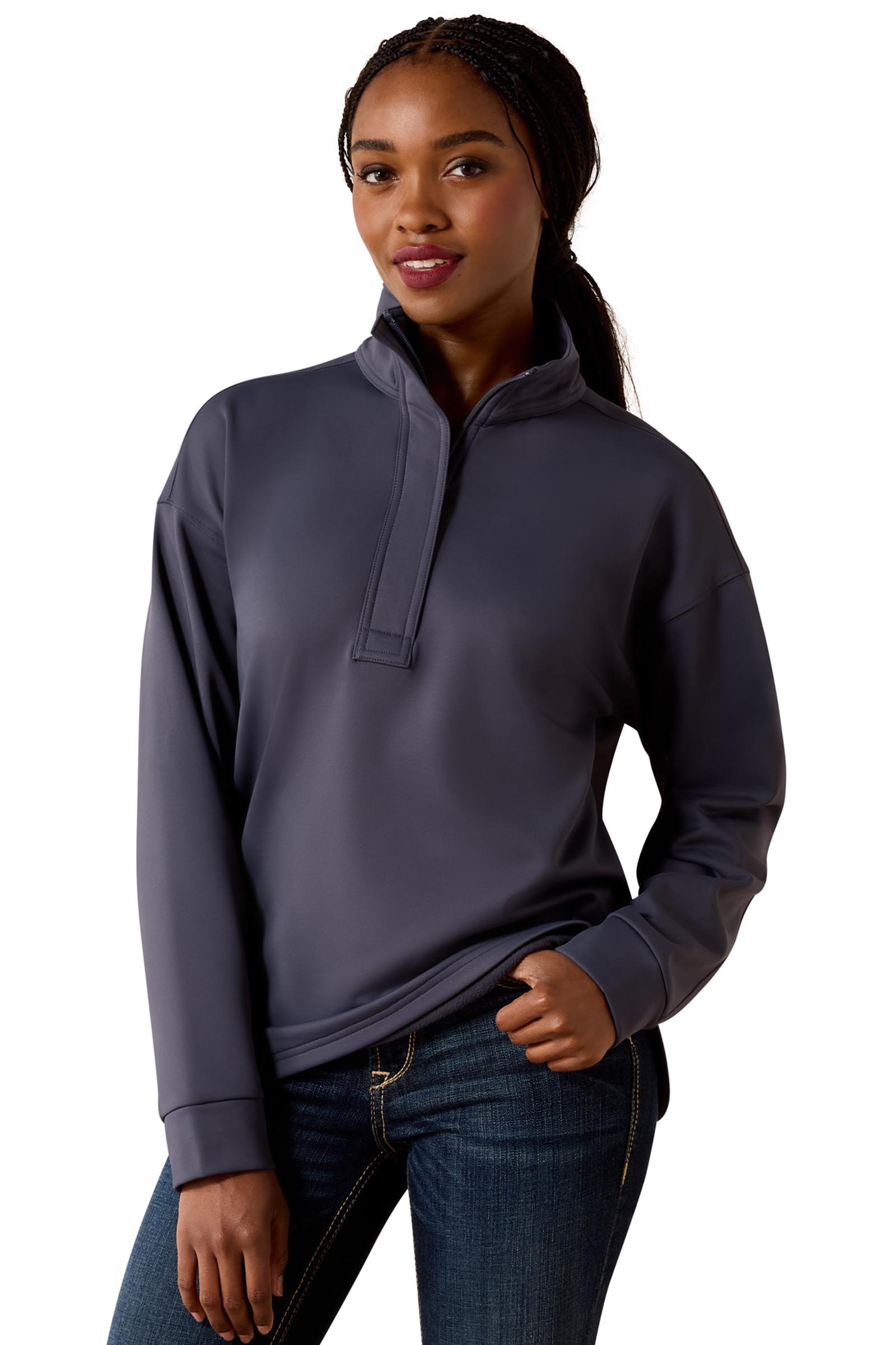 Ombre Blue Ariat Dames Breeze Logo 1/2 Zip sweatshirt