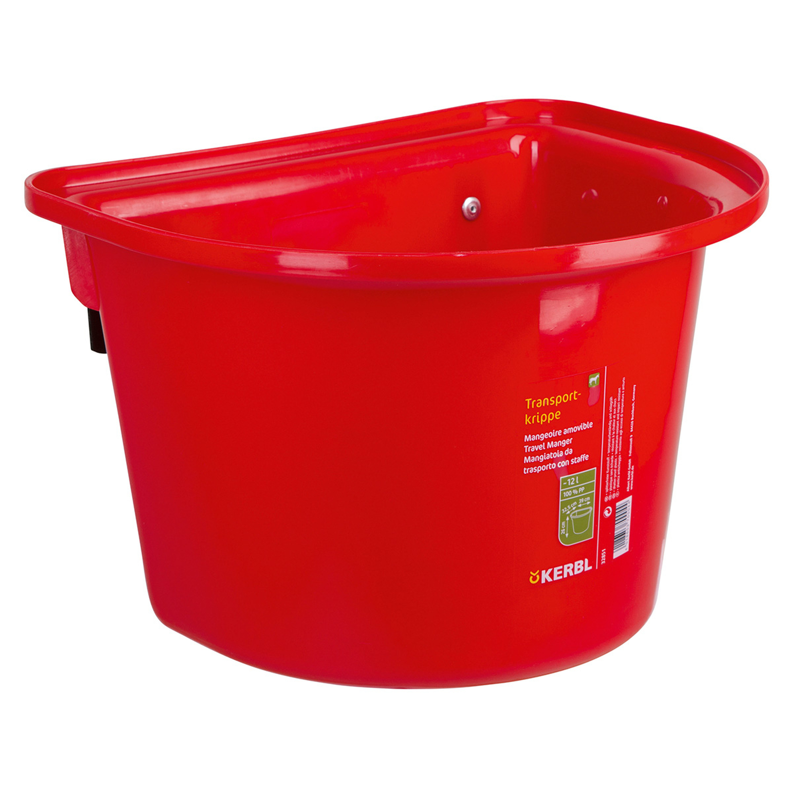 Red Kerbl Transportbak 12L, plastic w / hook-in bail