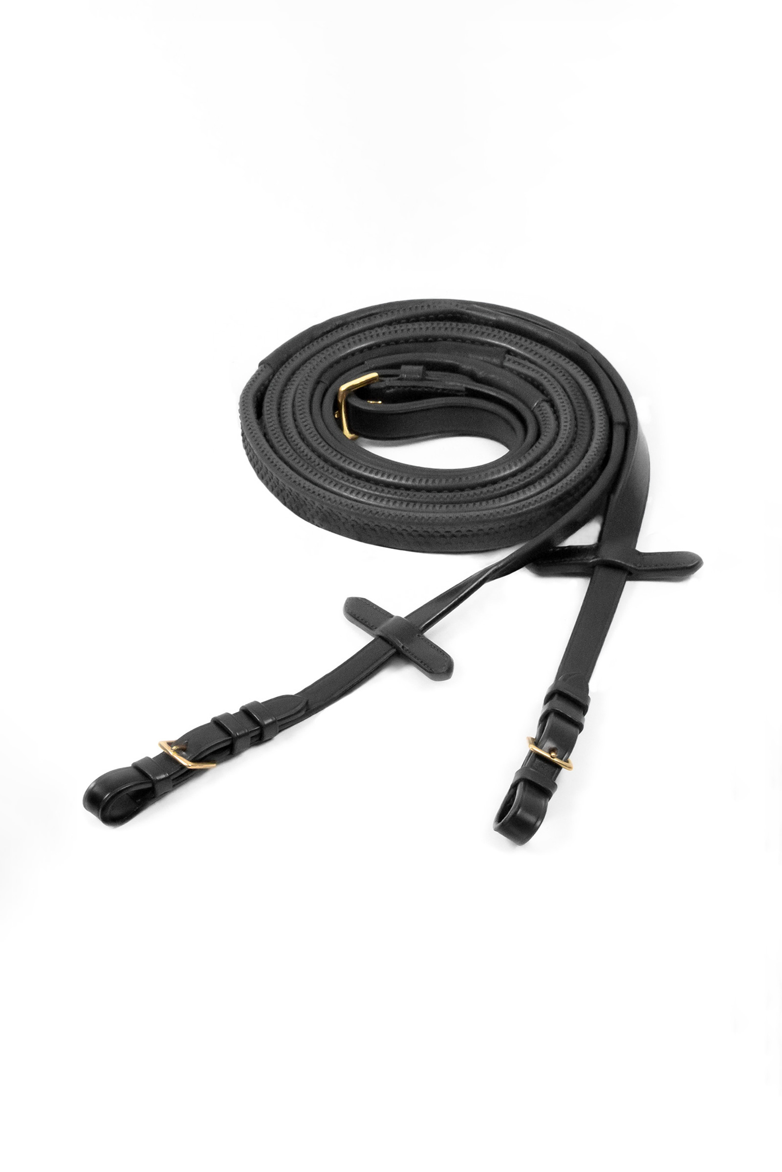 Black/Gold Schockem&ouml;hle Sports rubberen teugels met gespen