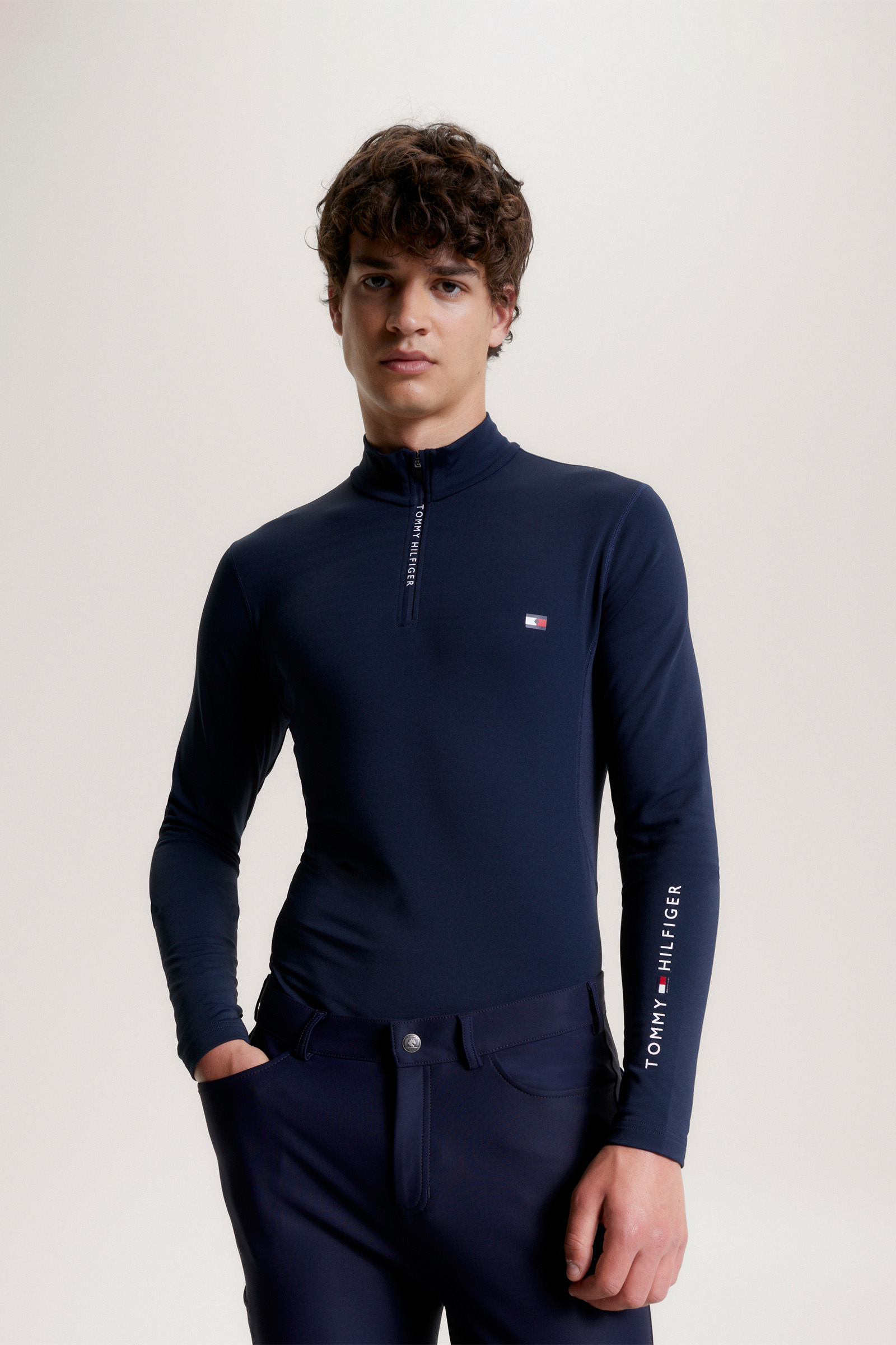 Tommy Hilfiger Equestrian thermoshirt met 1/4 rits voor heren 