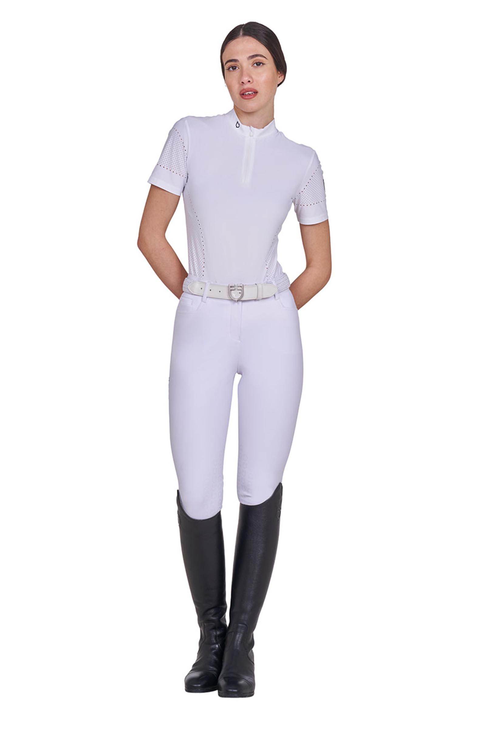 Equestro SS2026 Dames Geperforeerde trainings polo korte mouw rits  