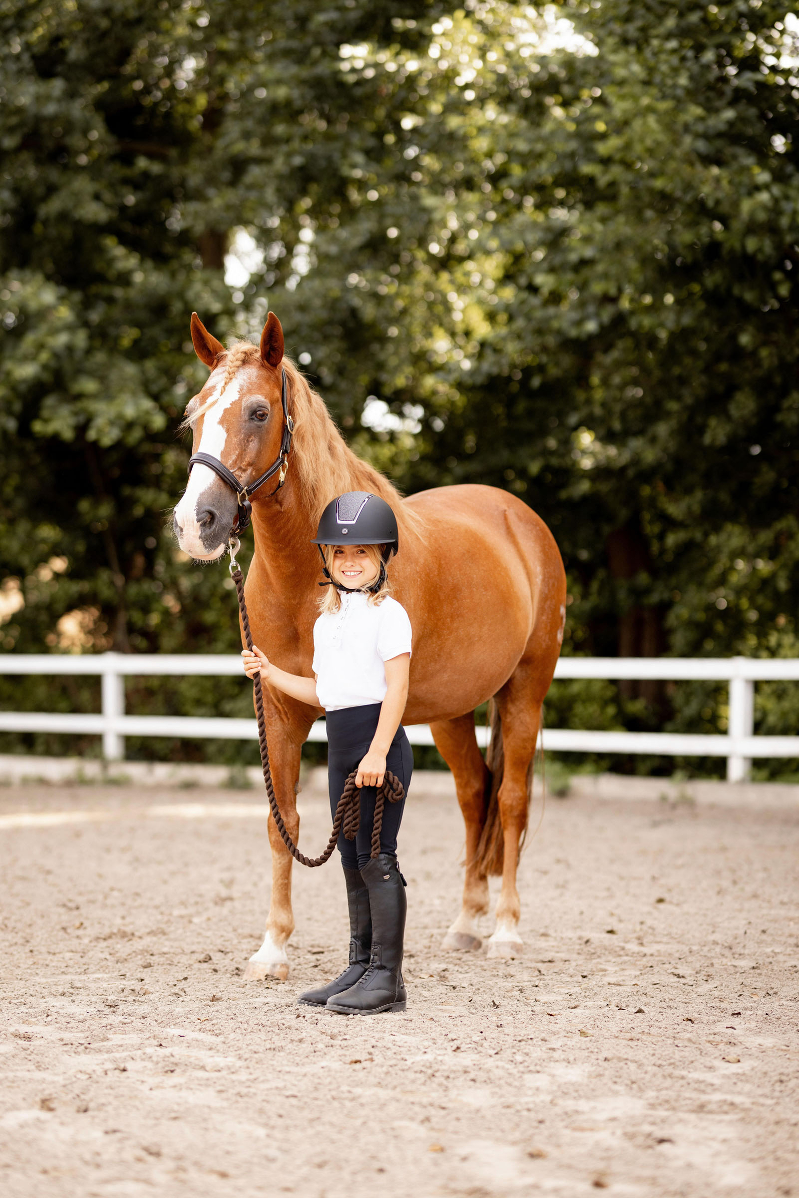 Horze Christel Geplooid Wedstrijdshirt, korte mouwen, kinderen