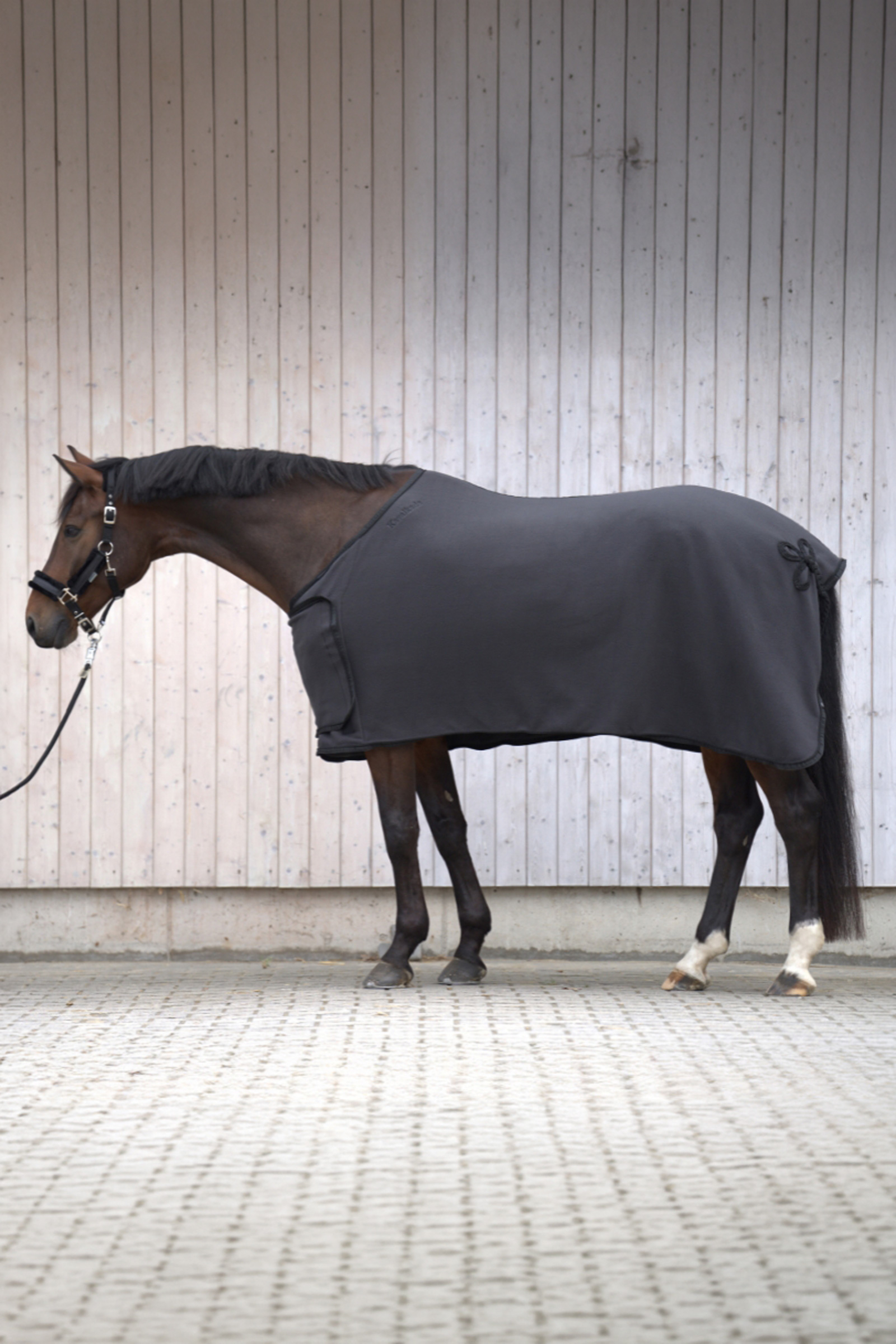 Grey/Black Kavalkade fleecedeken met borstflap