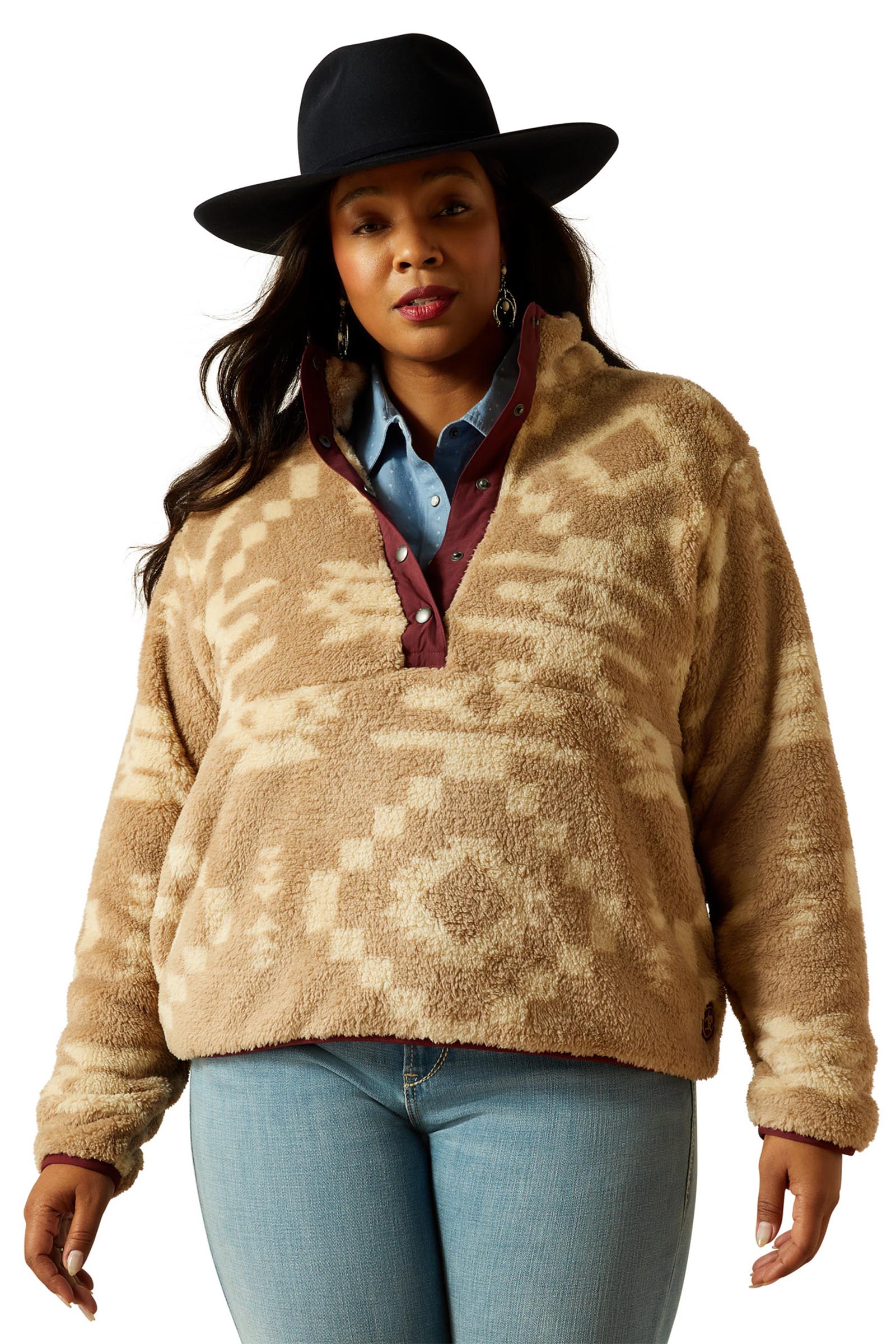 Ariat Berber Snap Dames trui met 1/2 knoopsluiting met drukknopen