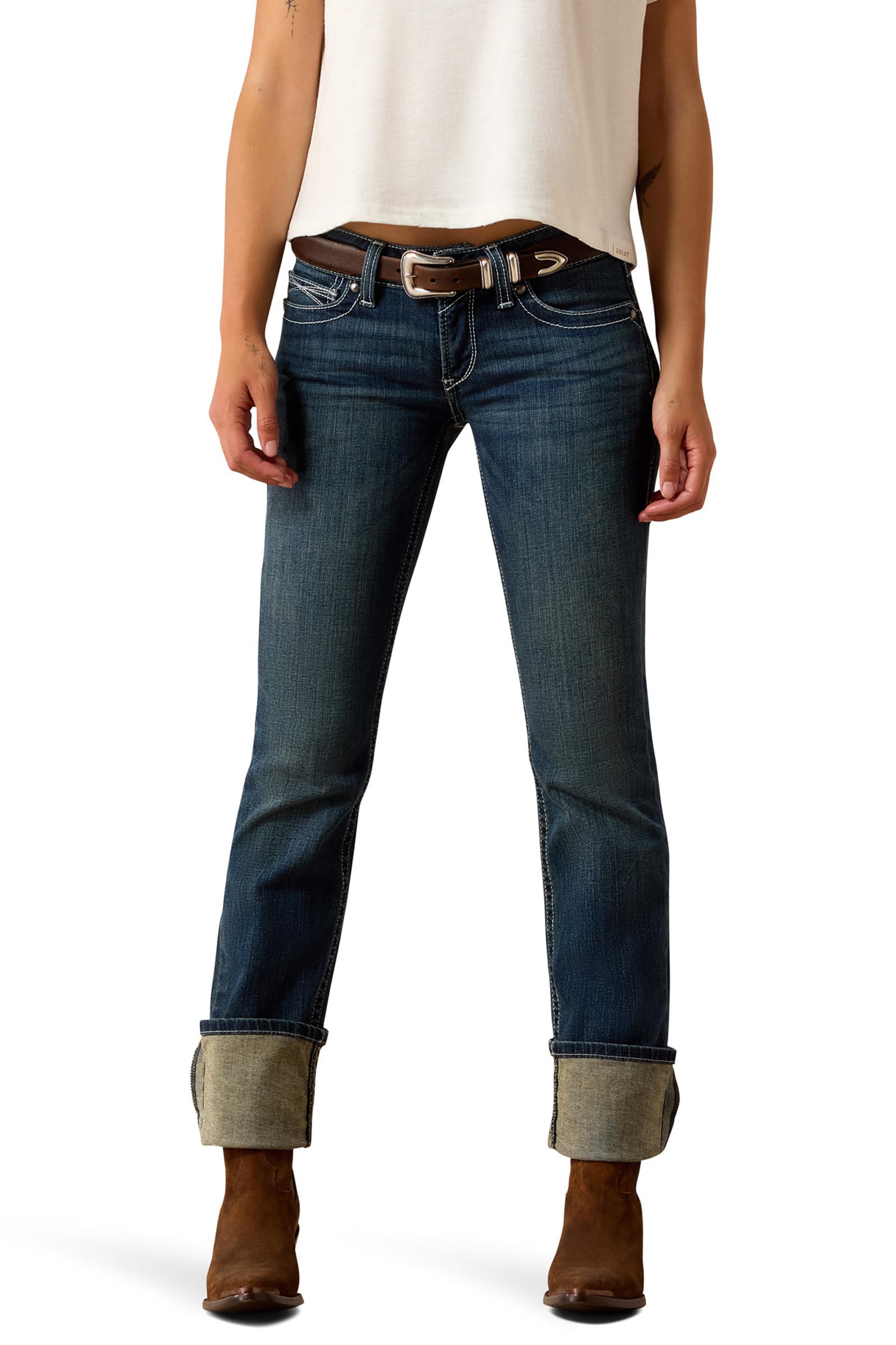 Ocean Ariat R.E.A.L. Mid Rise Stretch Icon Stackable Straight Leg Dames jeans