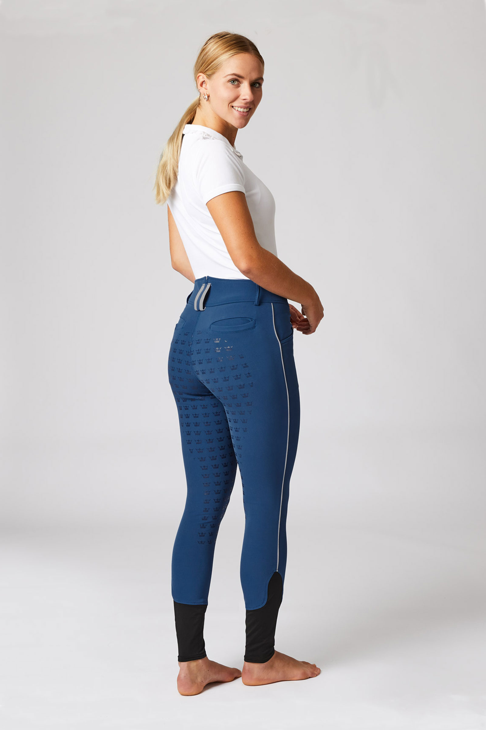 High Waist Full Seat Rijbroek met contrasterende bies, dames