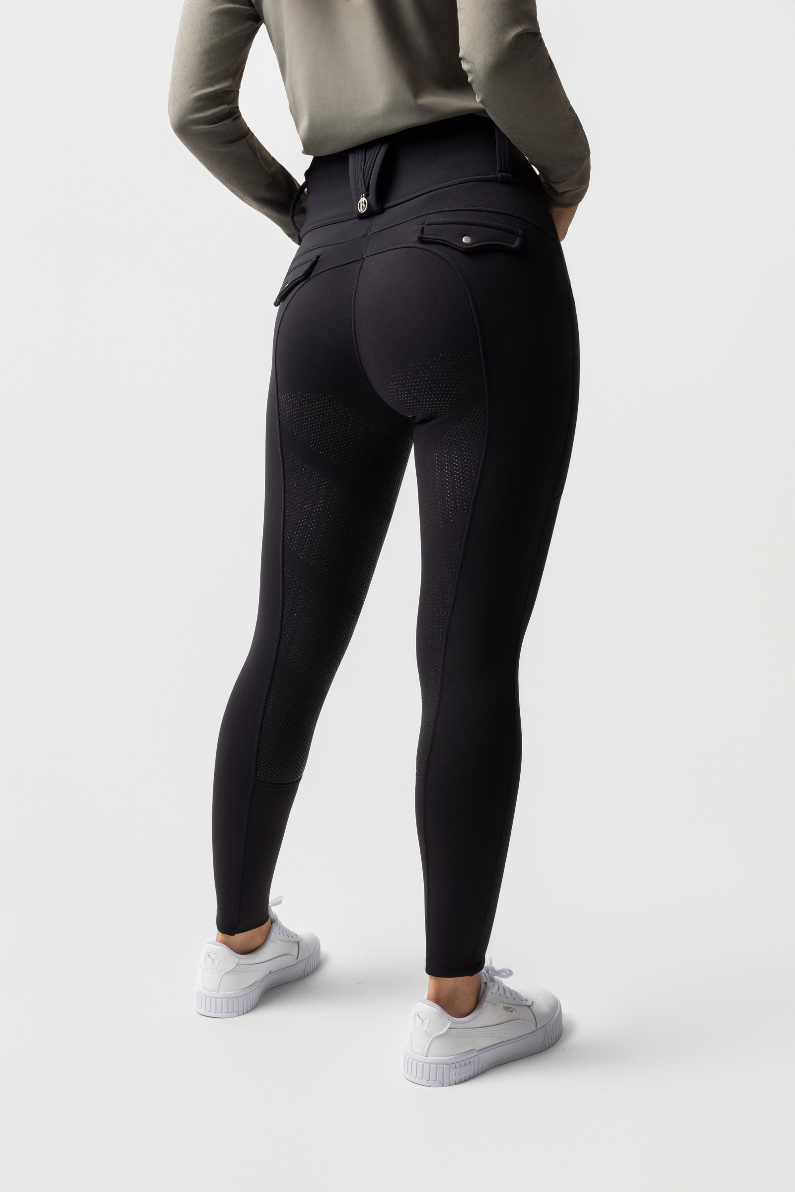Black beauty B Vertigo Chiara compressie thermo rijbroek voor dames met full grip