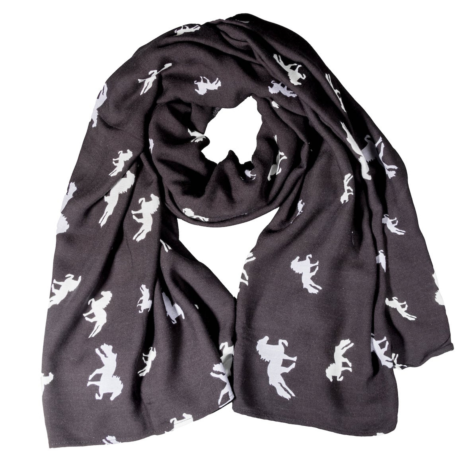 Black/Gray Karlslund Sjaal met Paardenprint