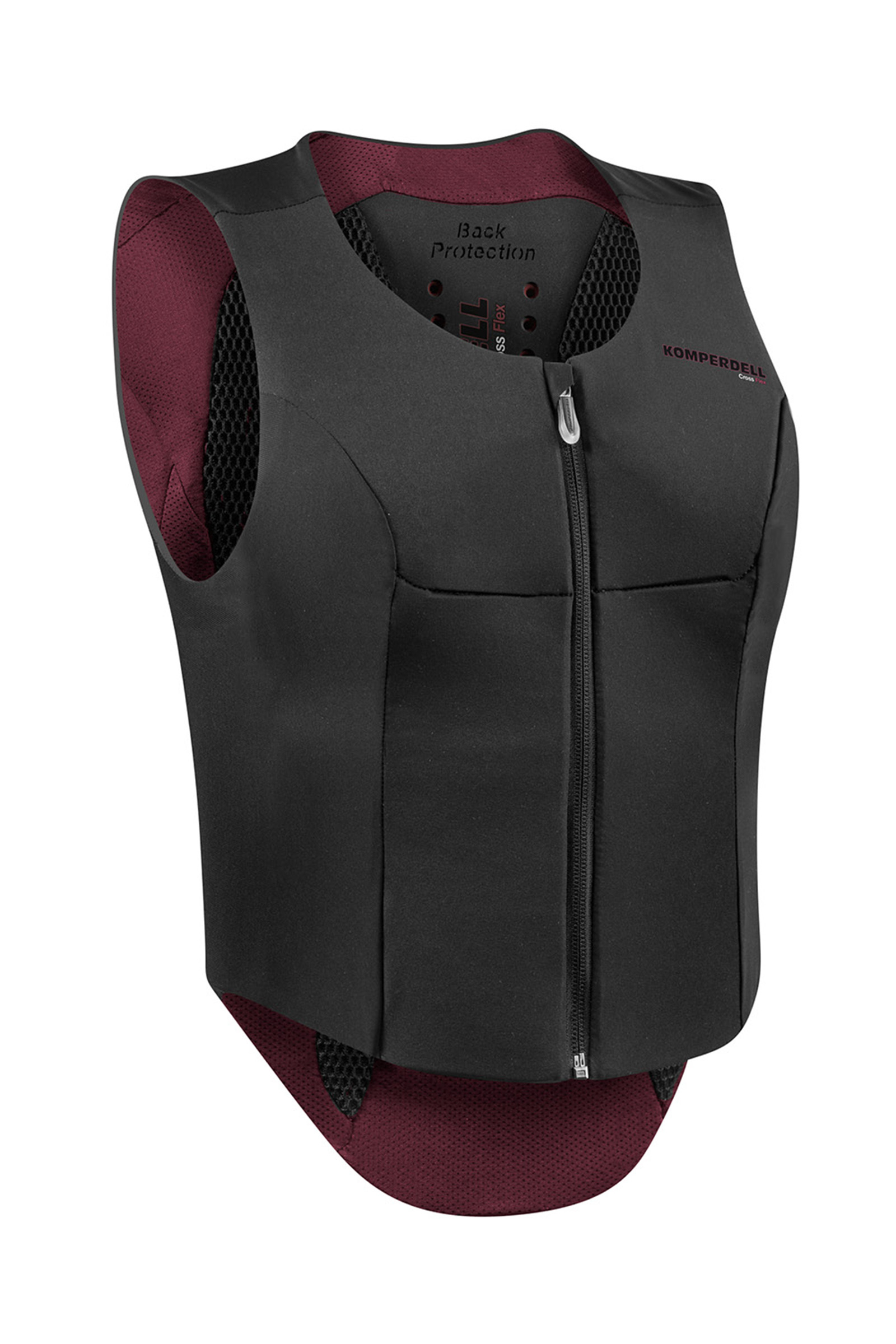 Black/Dark Red Komperdell FlexFit ballistisch vest met rugbeschermer, voor een slanke pasvorm