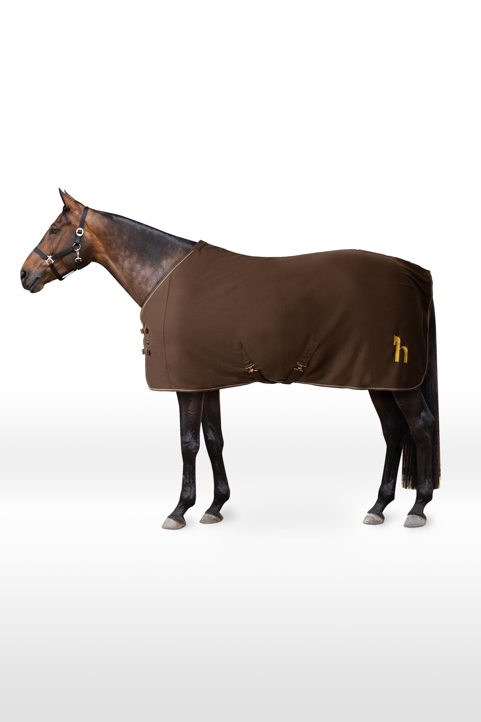 Dark Brown Horze Fleece Cooler deken
