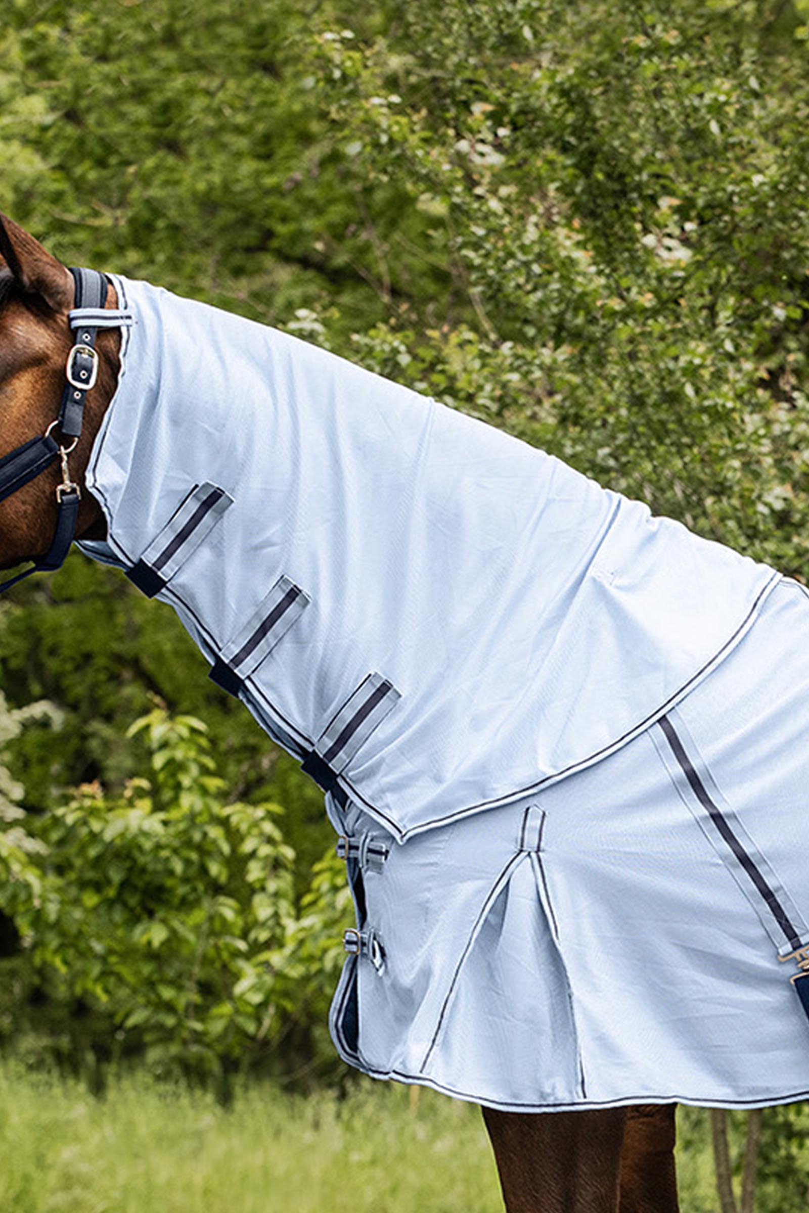 Light Blue/Darkblue Waldhausen Protect Neck vliegendeken met UV-bescherming