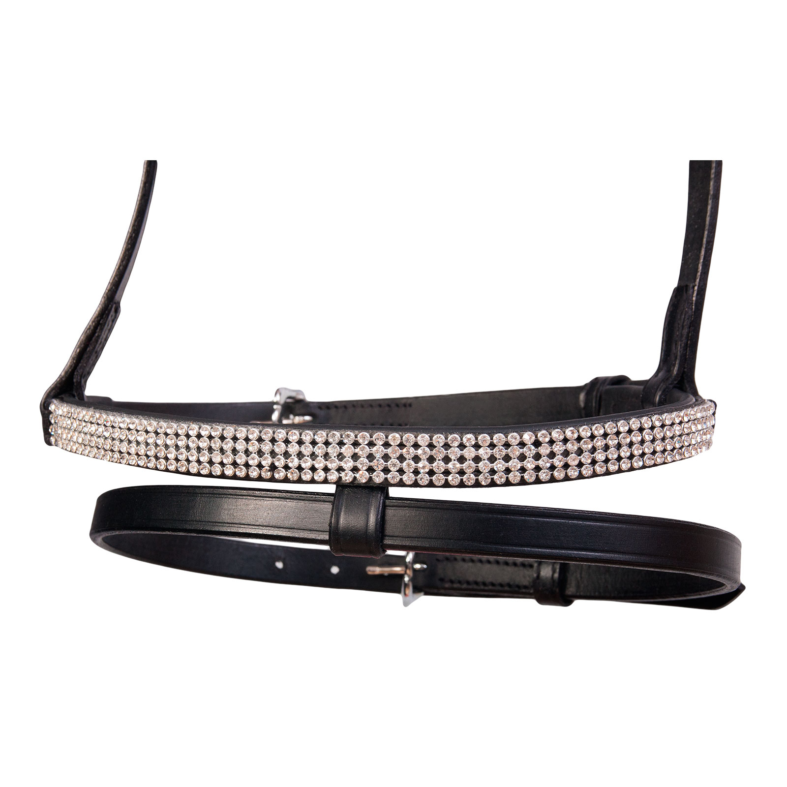 WH/AB Karlslund gecombineerde neusriem, 4 rijen kristallen