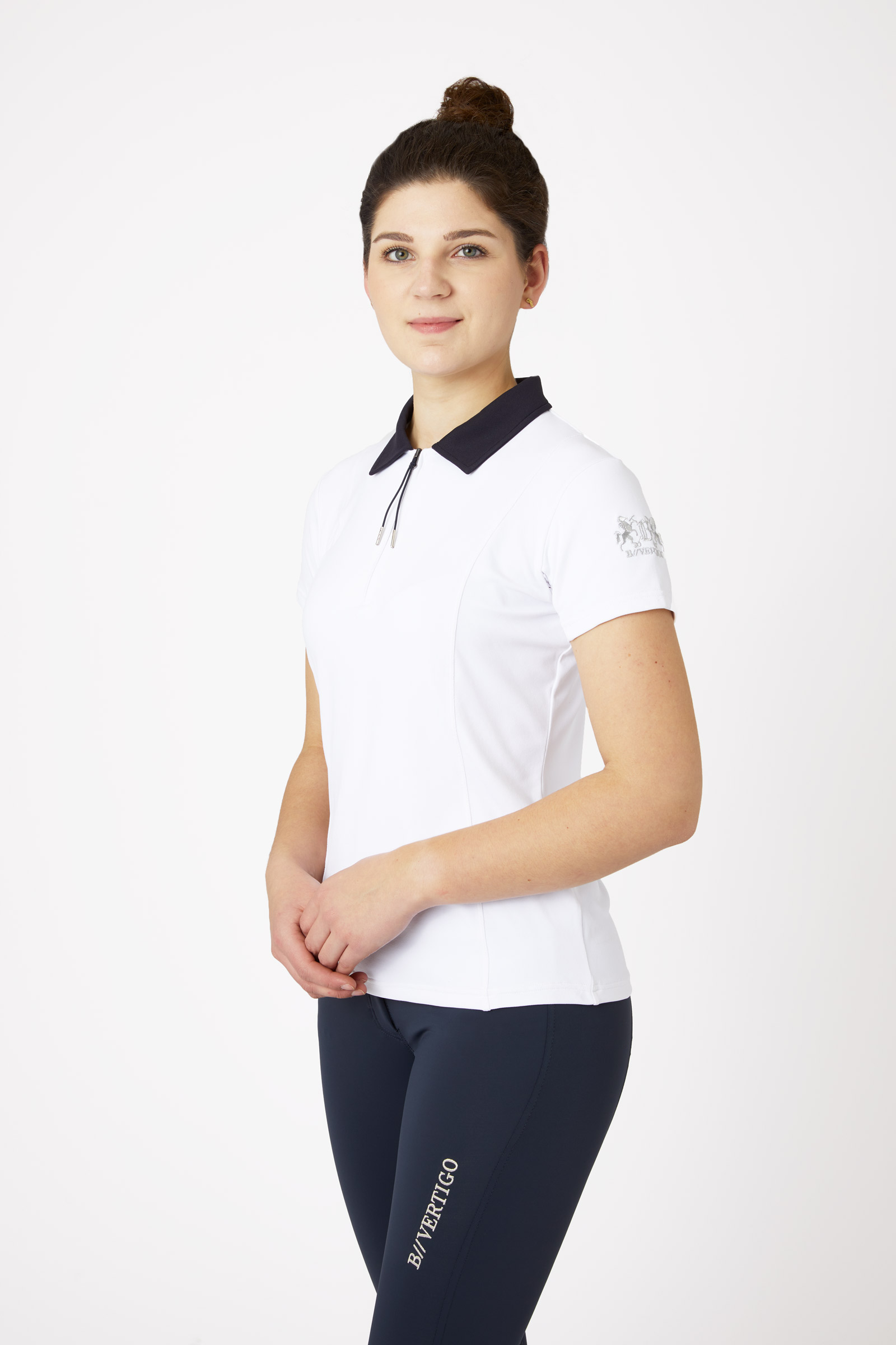 White/ Dark Navy B Vertigo Claudine Poloshirt, korte mouwen, dames
