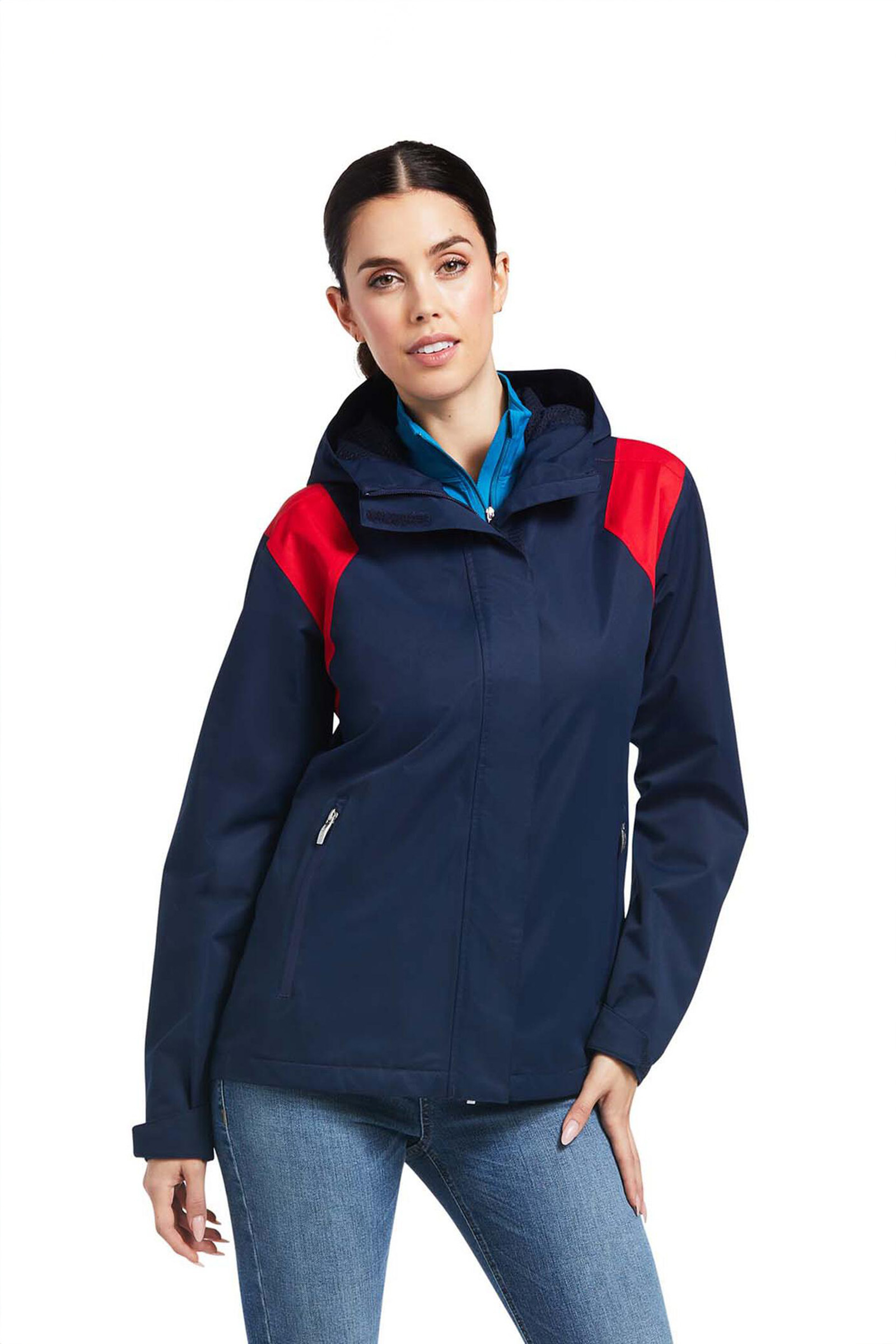Dark Blue/Red Ariat Spectator Waterdichte Jas, dames