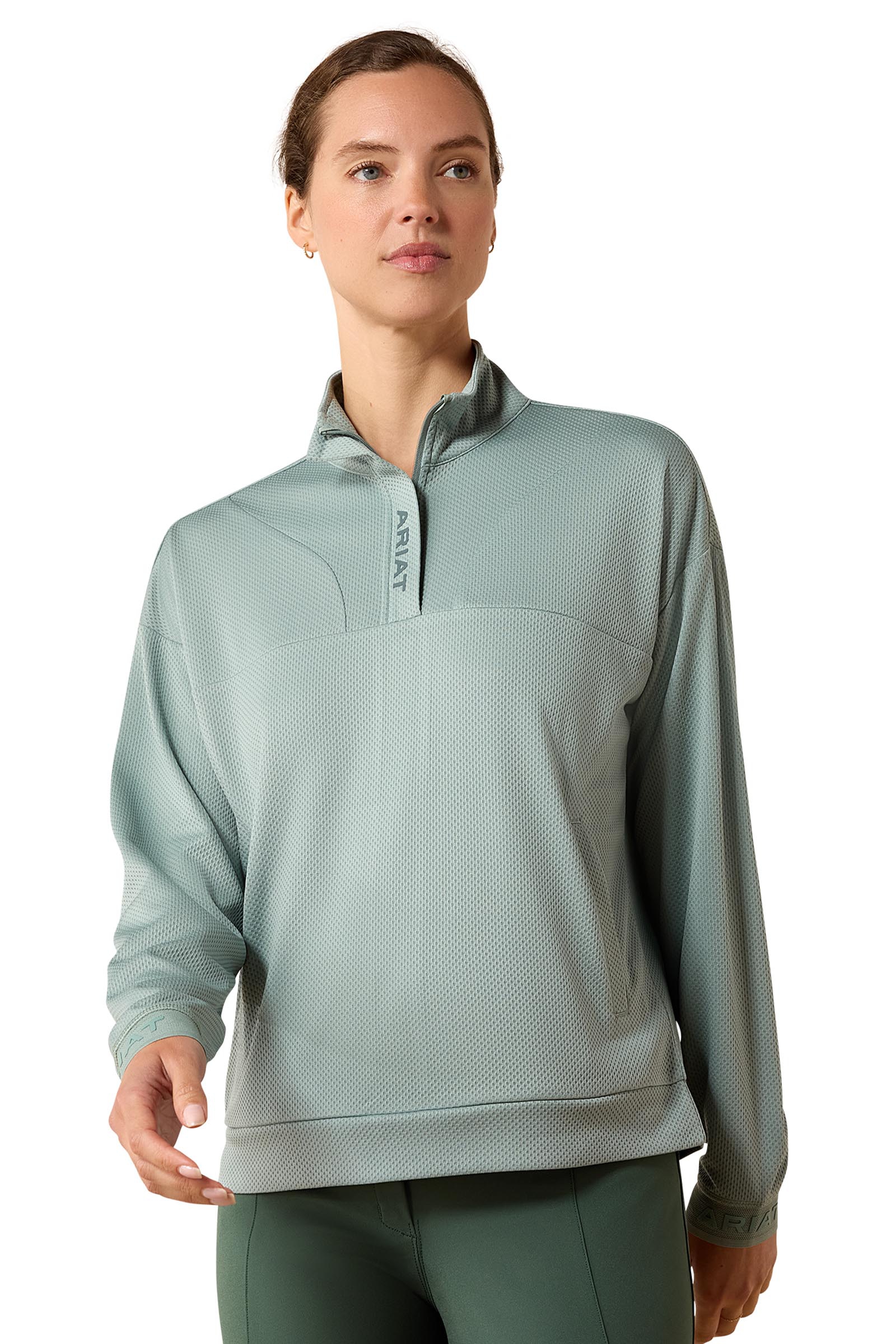 Chinois Green Ariat Breathe dames sweatshirt met 1/2 ritssluiting