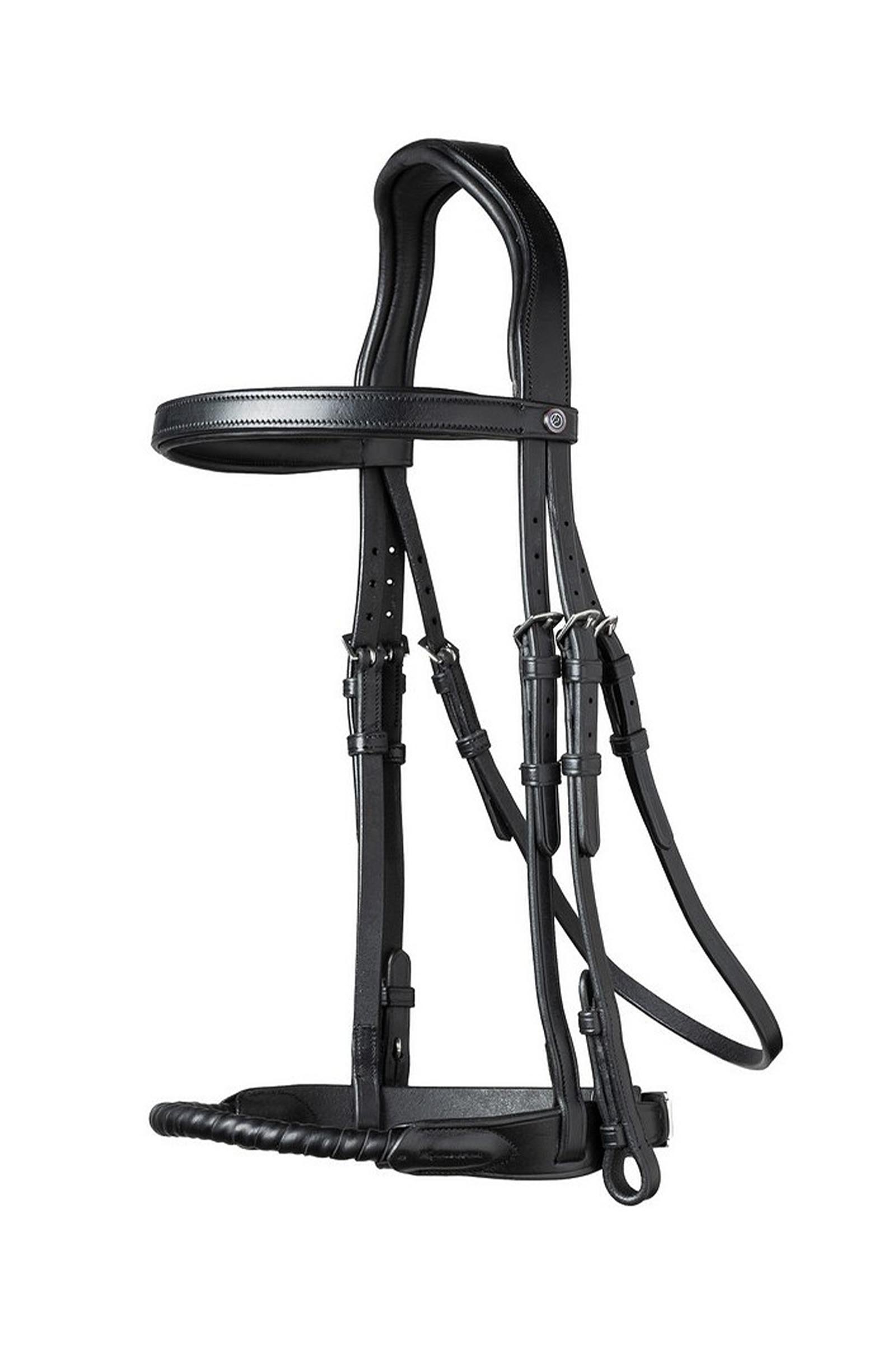 Black/Silver Trust Equestrian Dublin Rope Noseband Bridle Covered