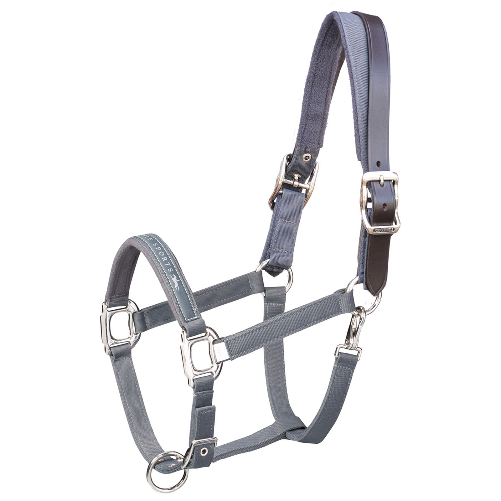 Anthracite Schockemöhle Sports Memphus Breakaway, Nylon Halster + Leren riem