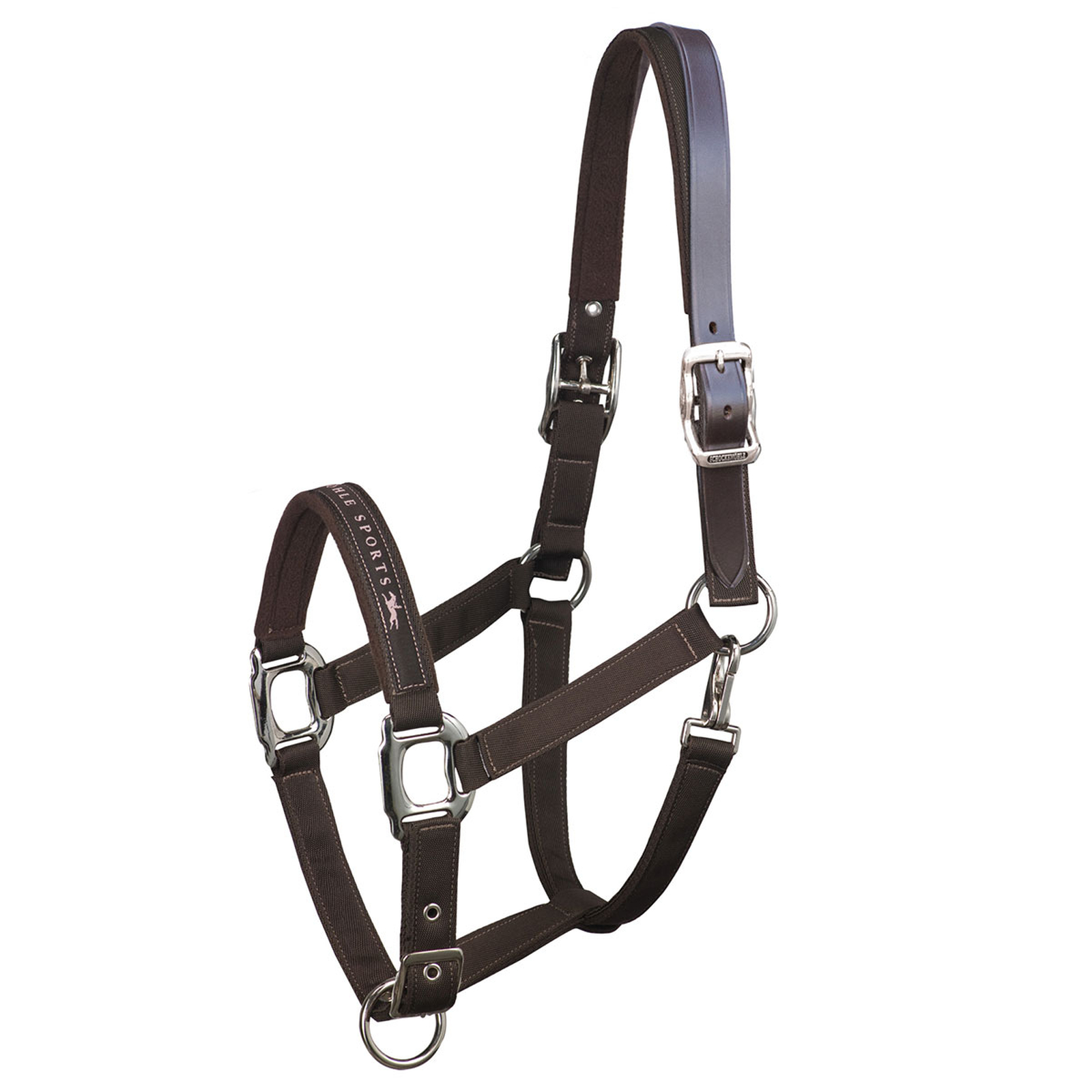 Chocolate Brown Schockem&ouml;hle Sports Memphus Breakaway, Nylon Halster + Leren riem