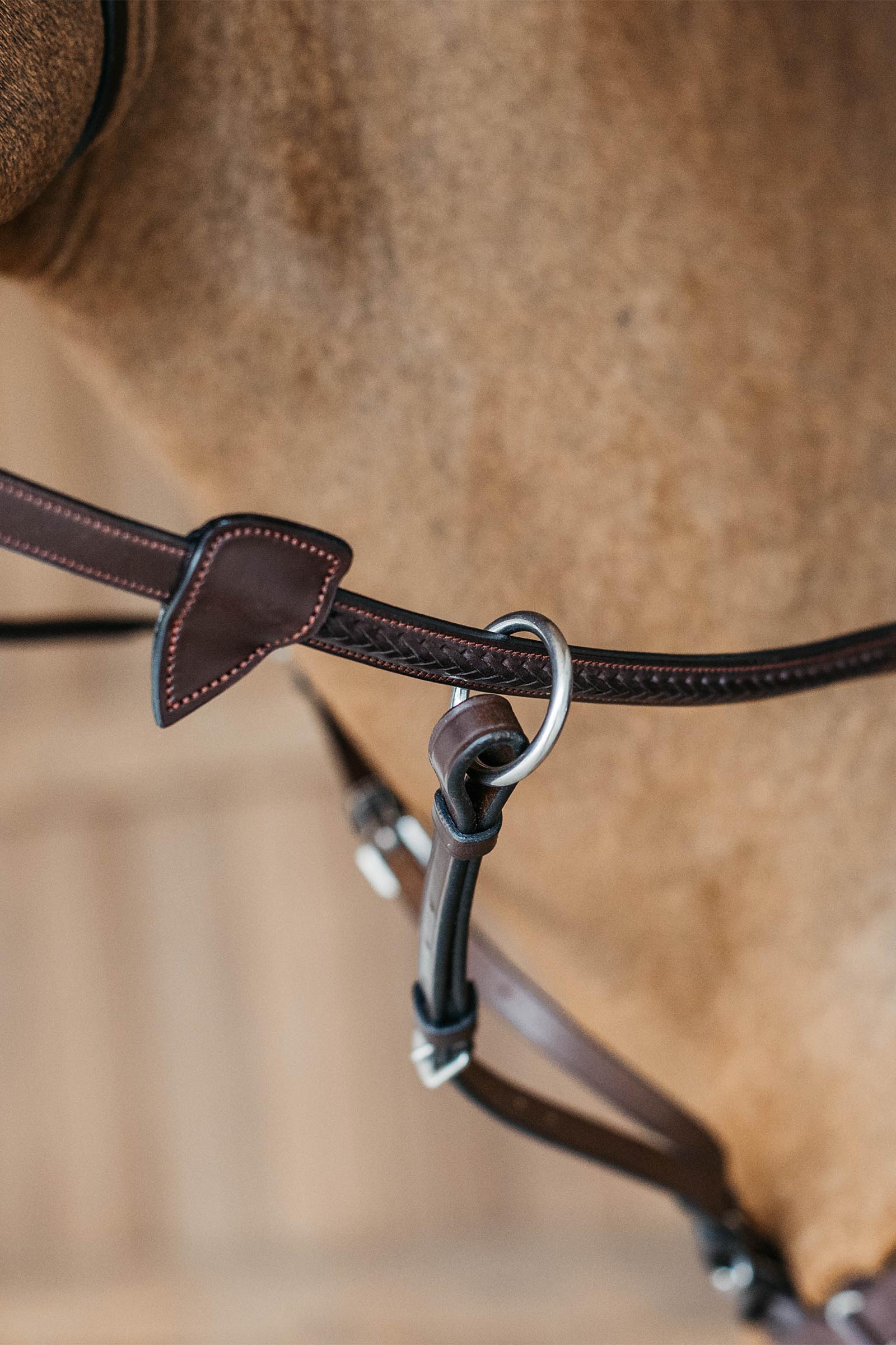 Dy'on New English rubber teugels (13 mm), gevlochten met 7 leren stops