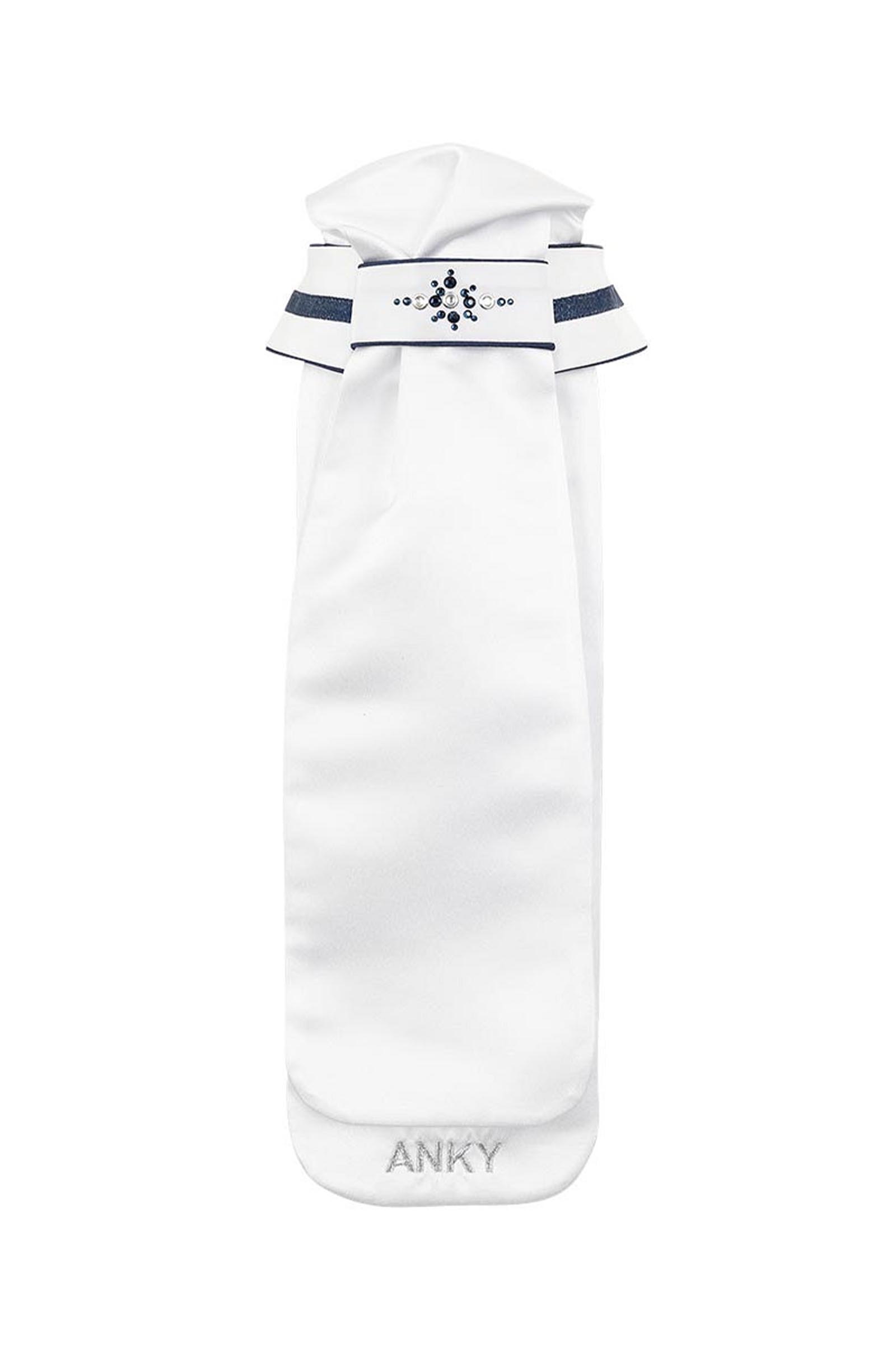 White/Navy ANKY Competition DeLuxe Dames Plastron met Stenen