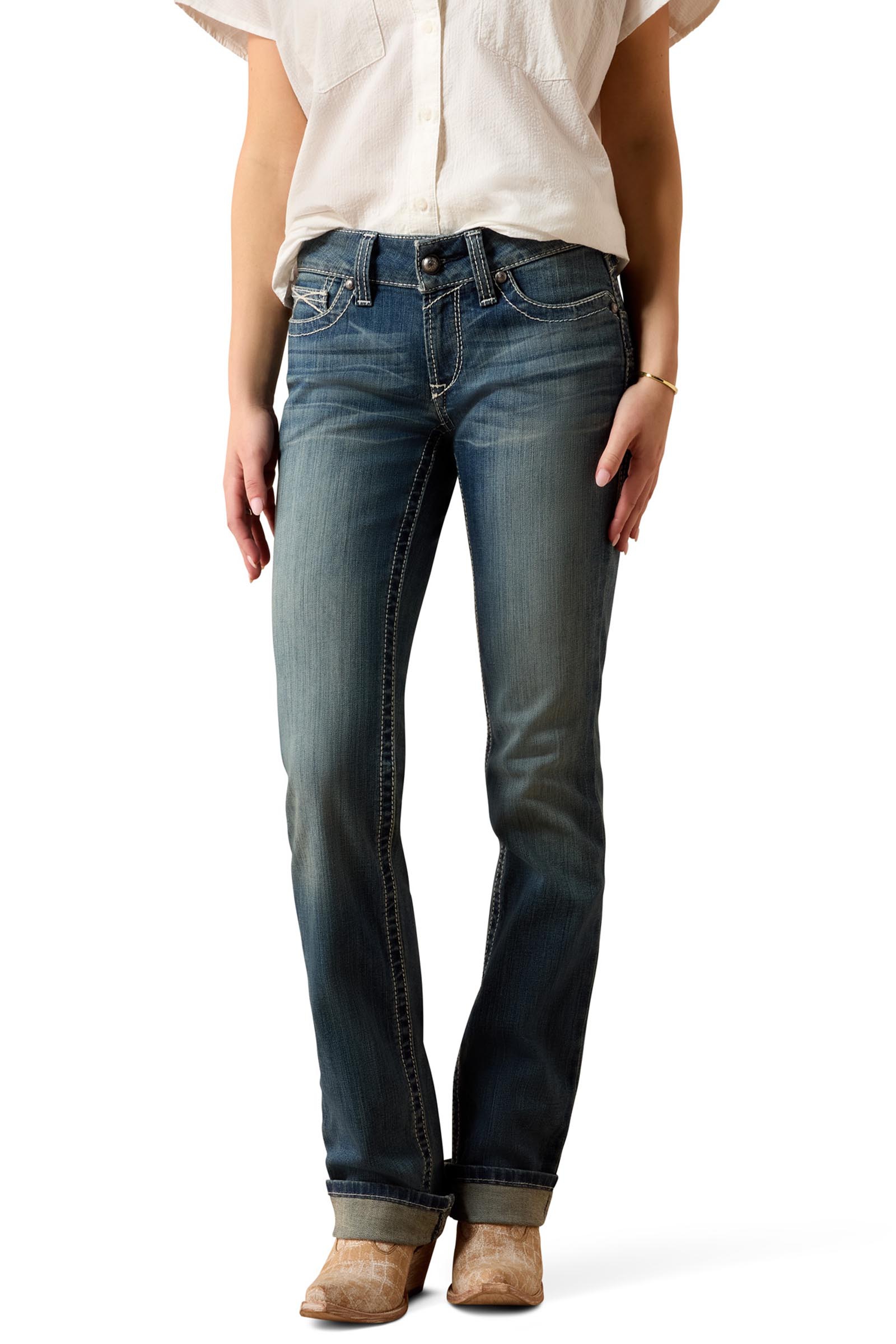 Ariat R.E.A.L. Mid Rise Stretch Icon Stackable Straight Leg Dames jeans