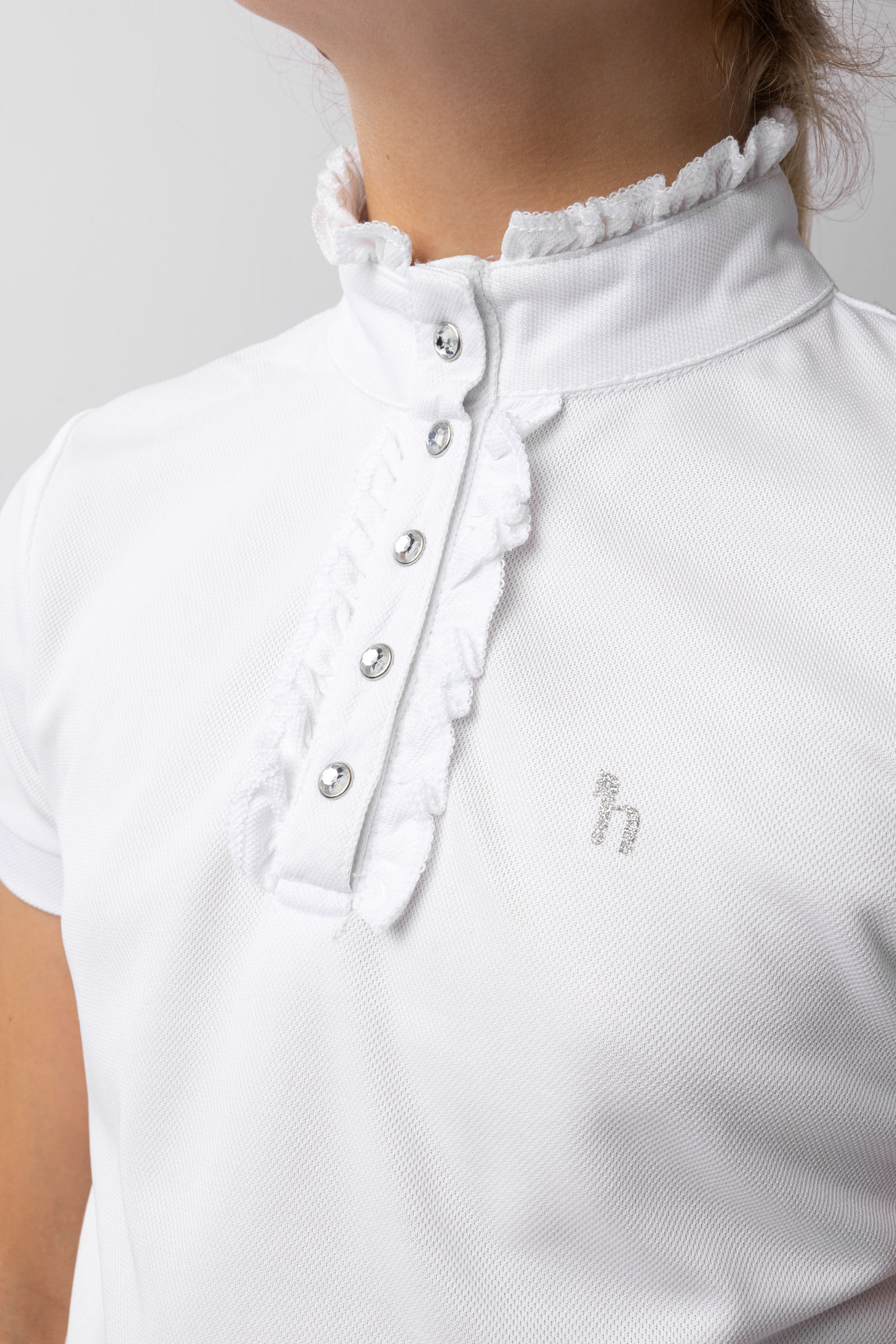 Horze Christel Geplooid Wedstrijdshirt, korte mouwen, kinderen