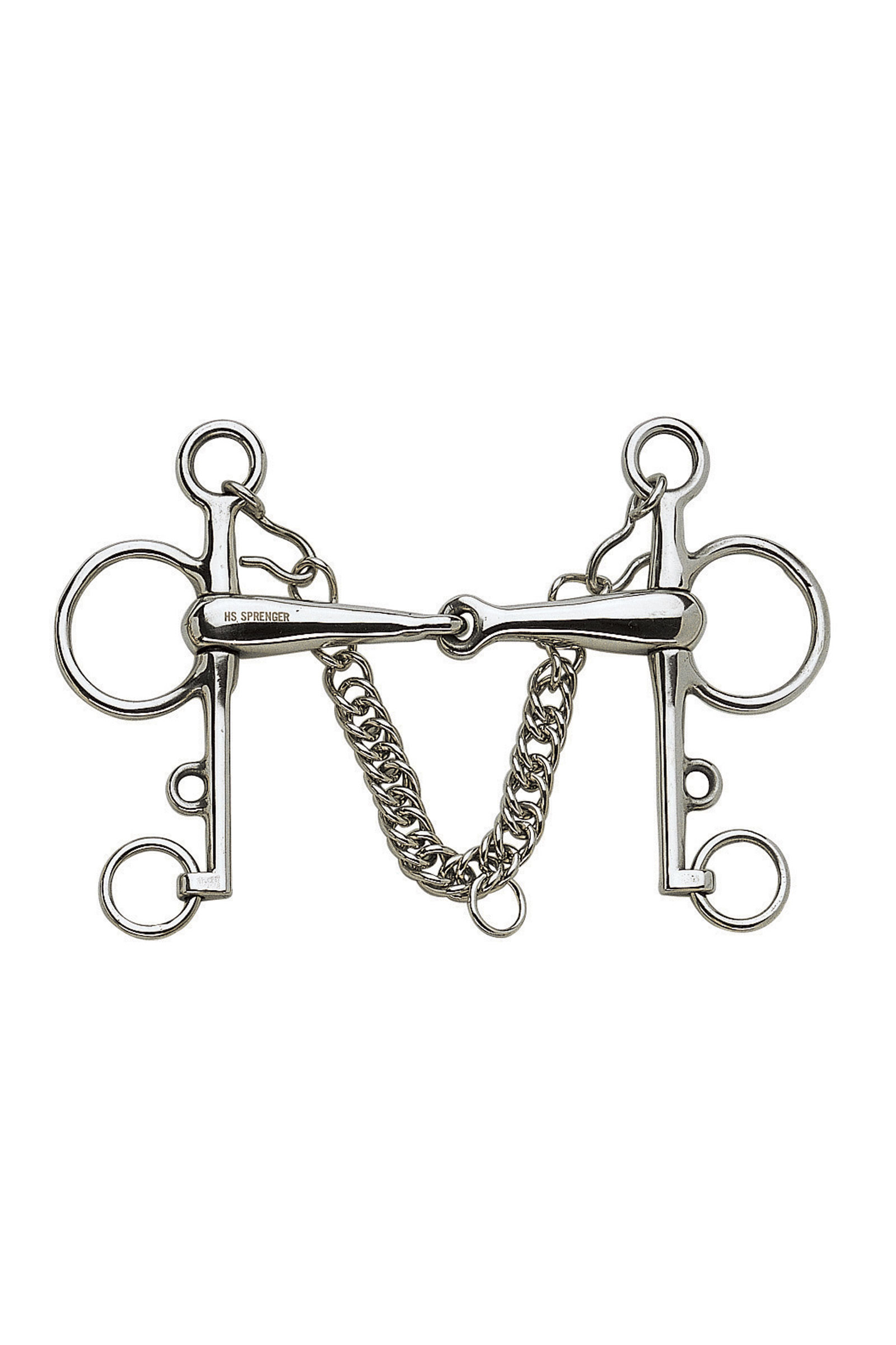 Sprenger pelham, enkel gebroken, 16 mm, roestvrij staal