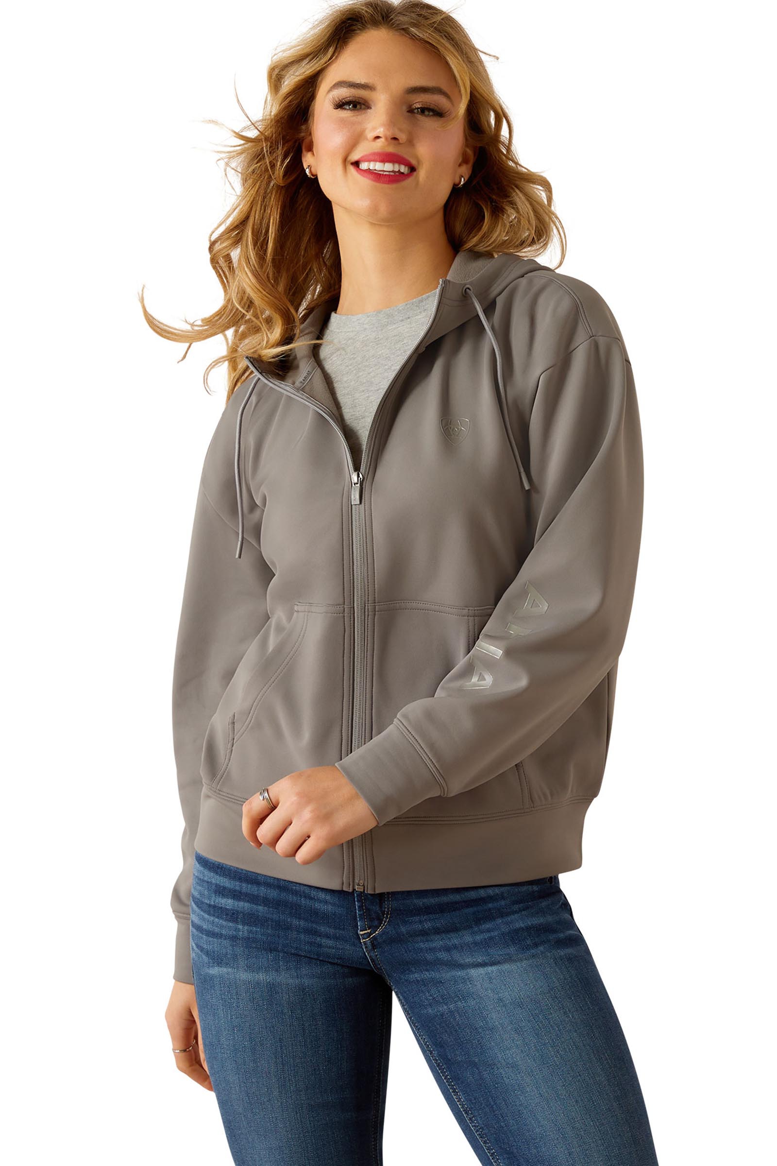 Smoked Pearl Ariat Breeze dames-hoodie met volledige ritssluiting