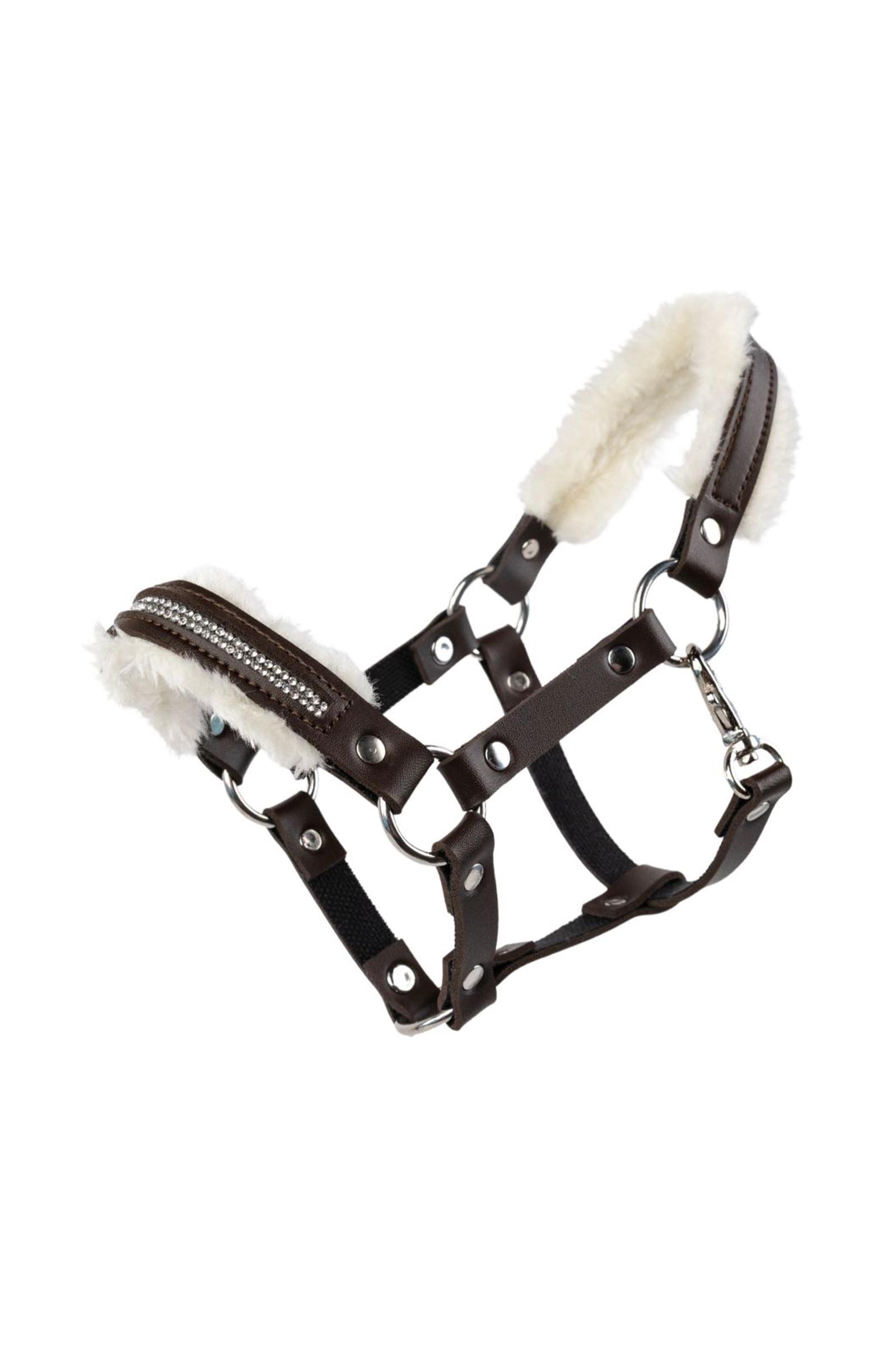 Brown My Hobby Horse halster met pluche en stenen