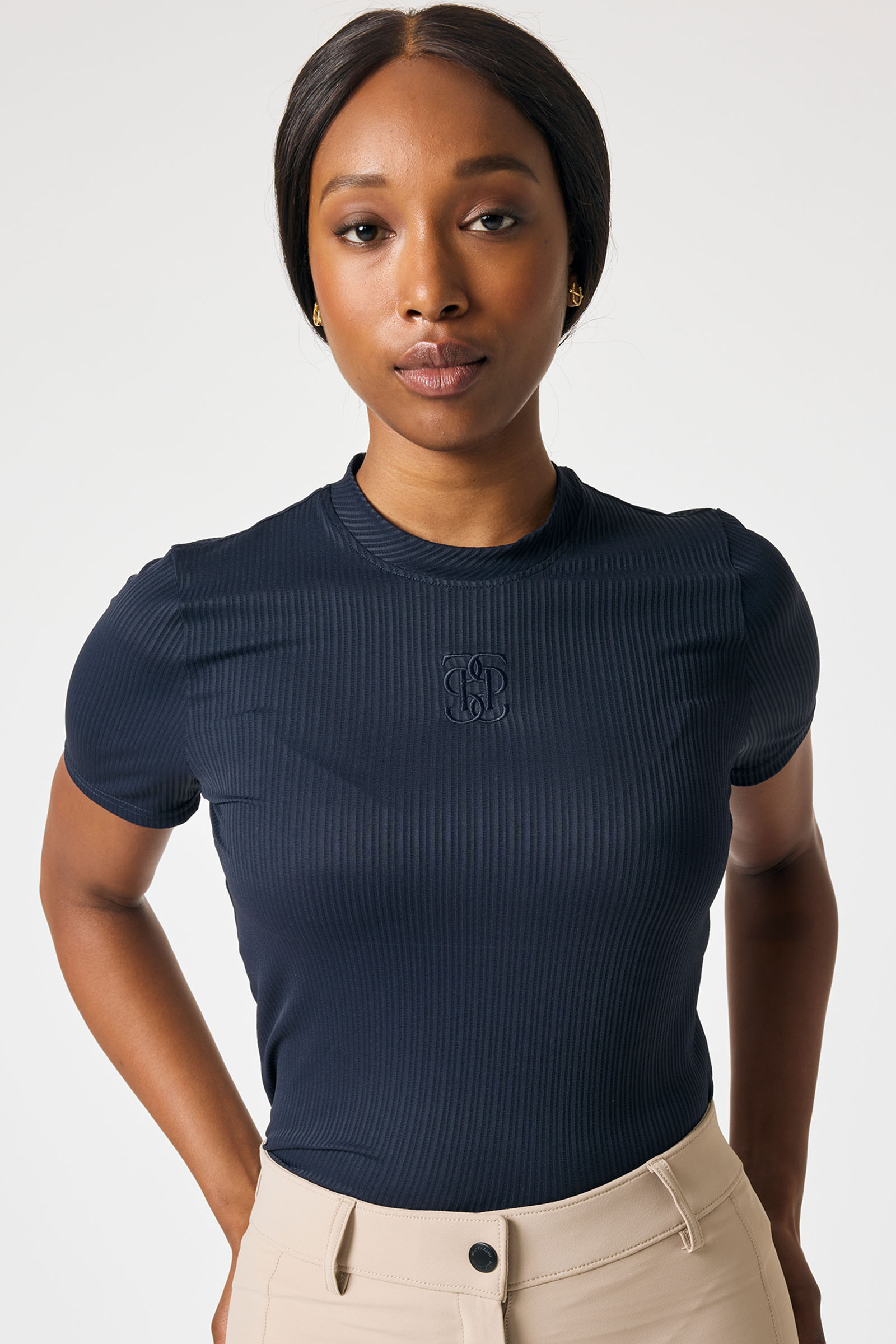 Navy PS of Sweden Courtney S/S Gestreept Mesh Shirt