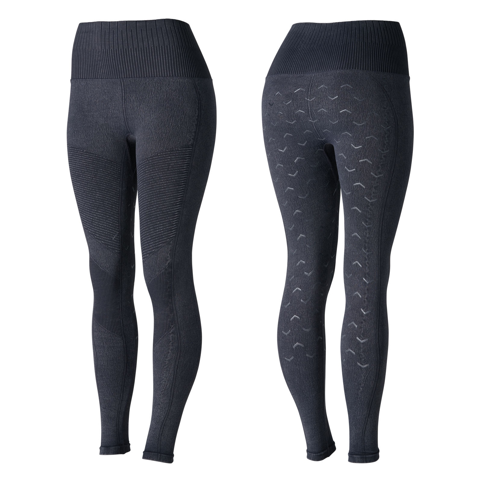 Denim Blue Horze Vanessa Naadloze Denim-Look Siliconen Full Seat Tights, dames
