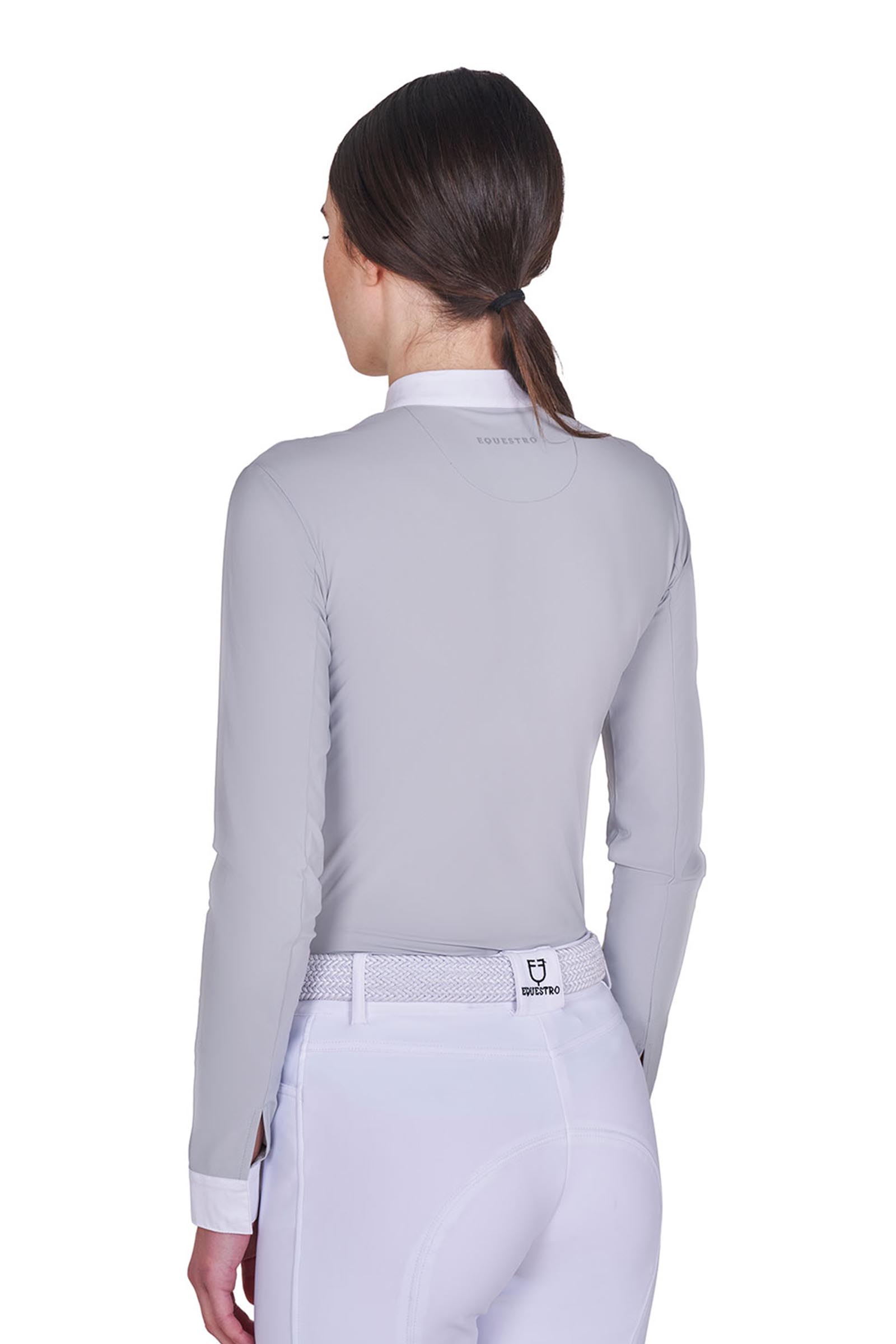 Equestro SS2026 Dames Wedstrijd polo lange mouw verborgen rits  