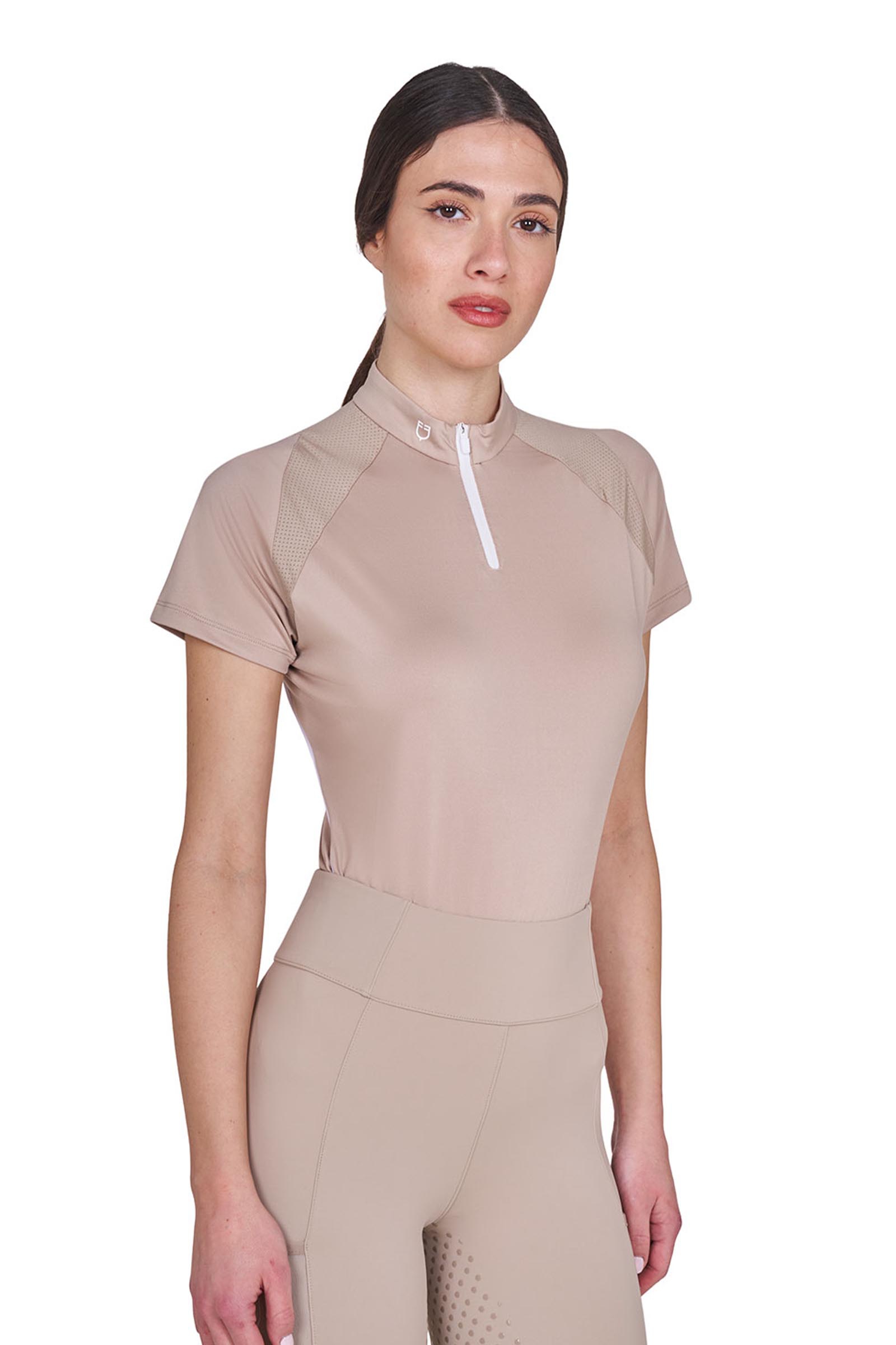 Equestro SS2026 Dames Technische polo korte mouw rits  