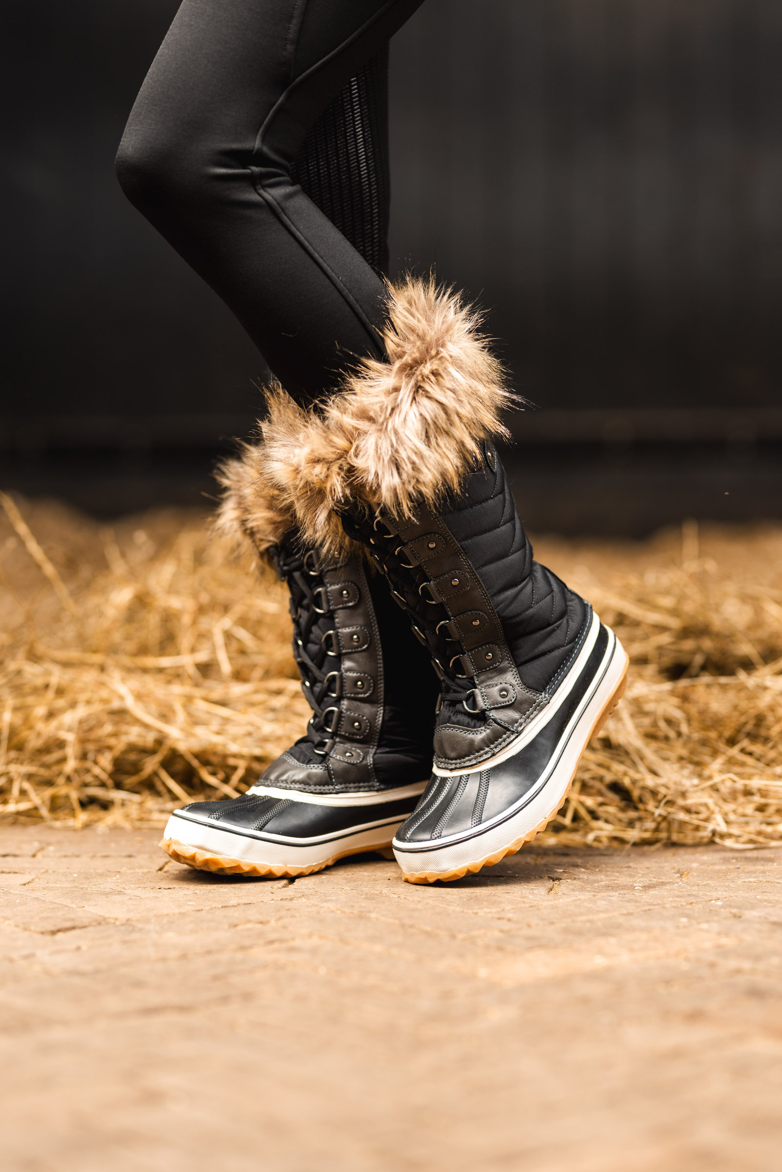 Horze bont gevoerde winterlaarzen, dames