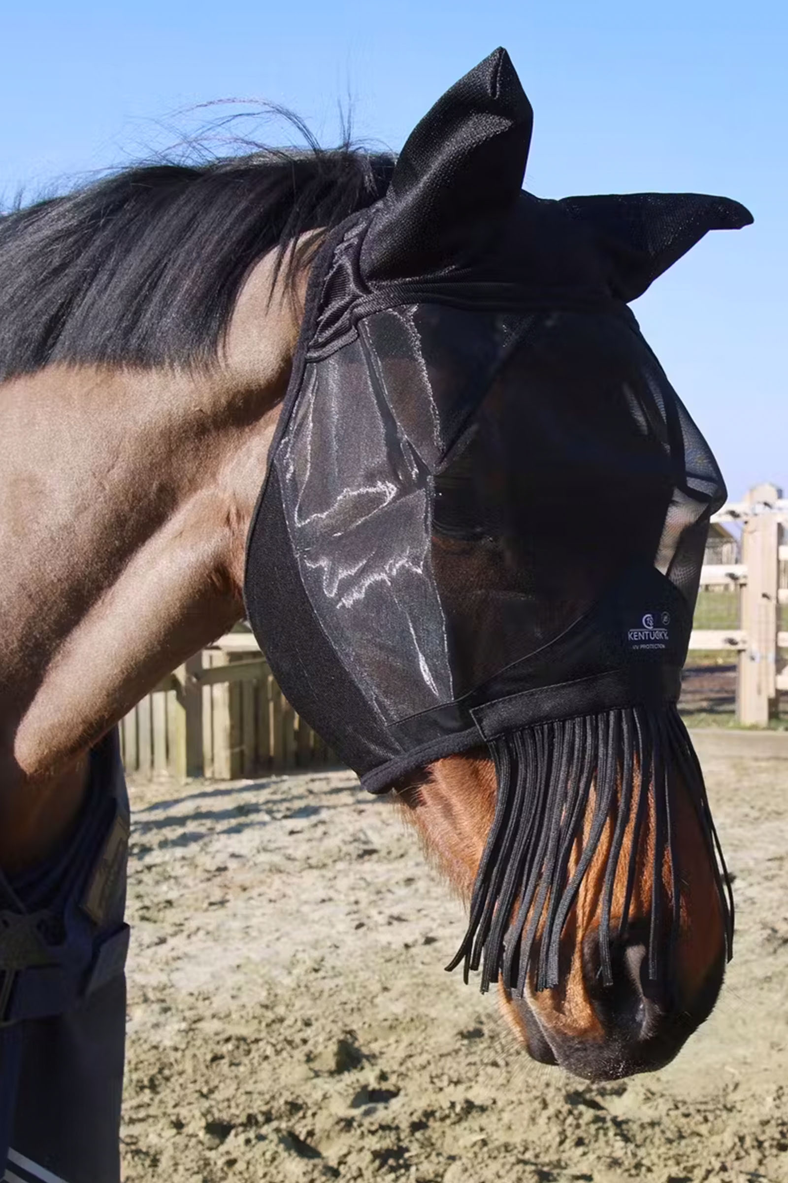 Kentucky Horsewear klassieke vliegenmasker met oren en neusfranjes