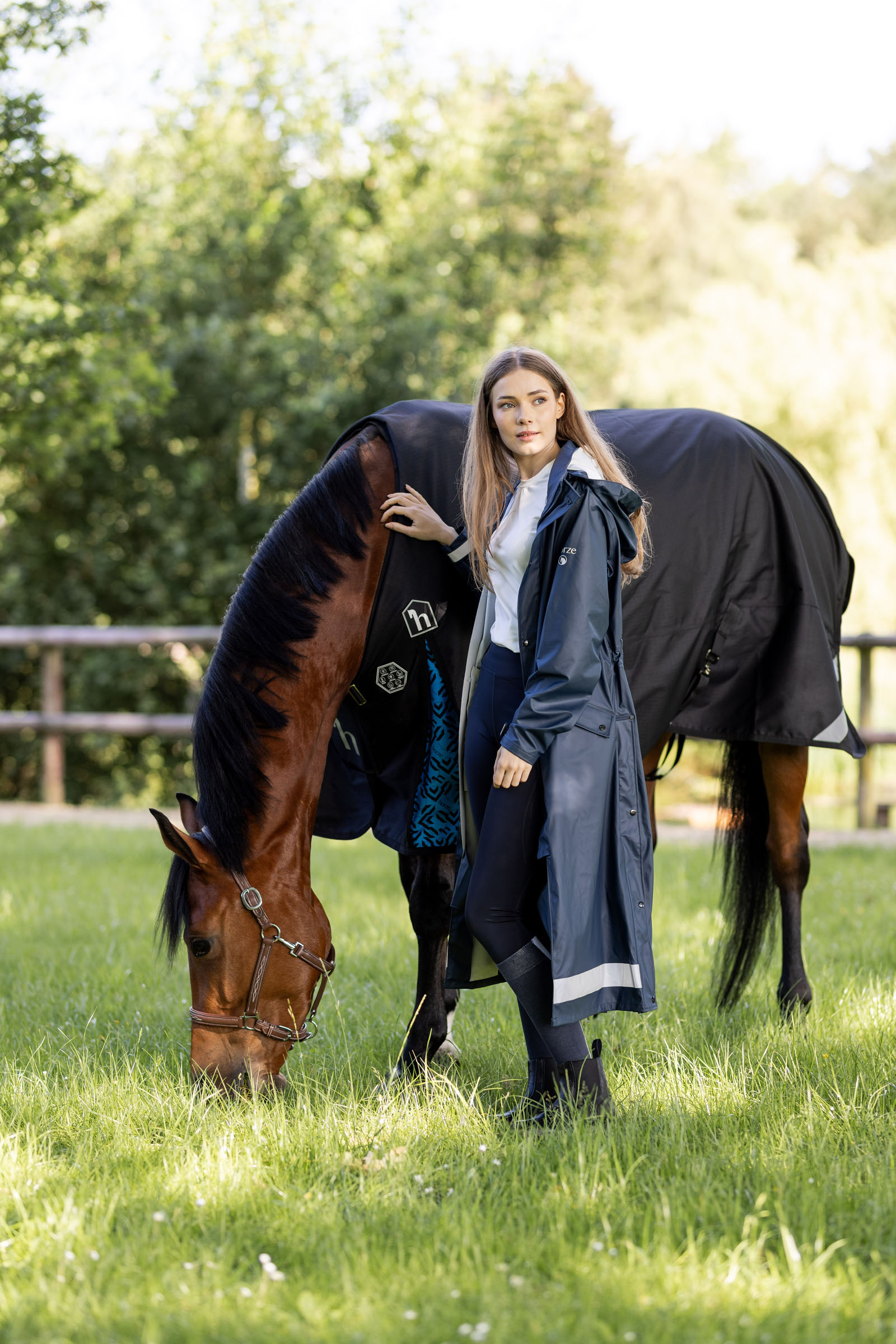 Horze Hazel Lange Regenjas met splitten, dames