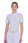 Equestro SS2026 Dames Geperforeerde trainings polo korte mouw rits  