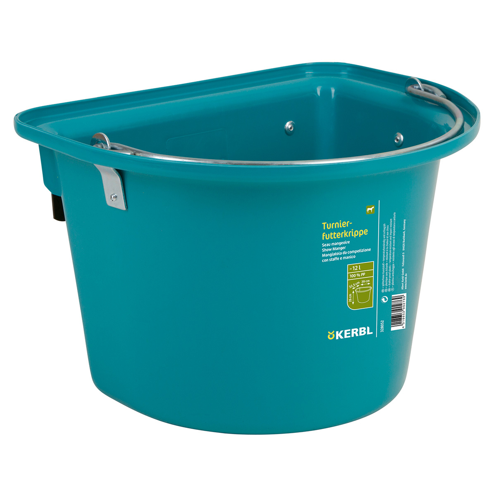 Kerbl Wedstrijd voerbak 12 L, plastic w / hook-in bail