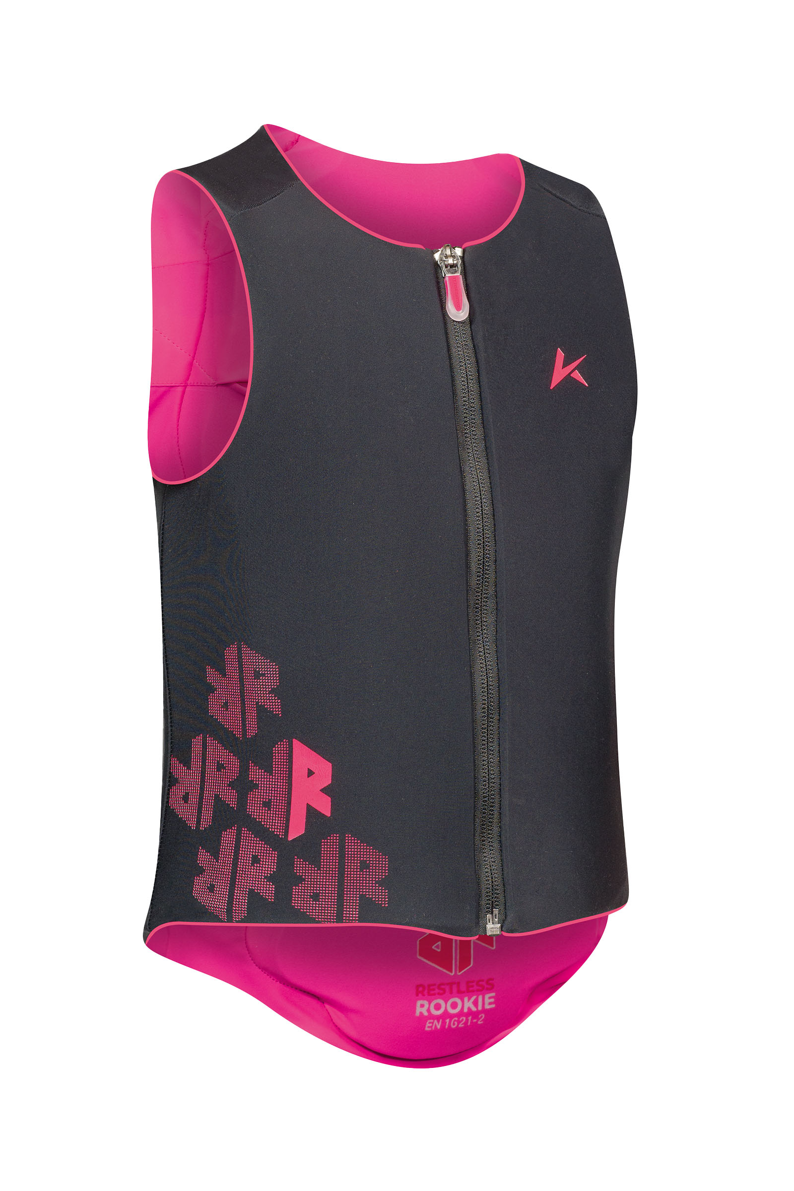 Black/Pink Komperdell Flex Fit Pro Junior ballistisch vest voor kinderen met rugbeschermer